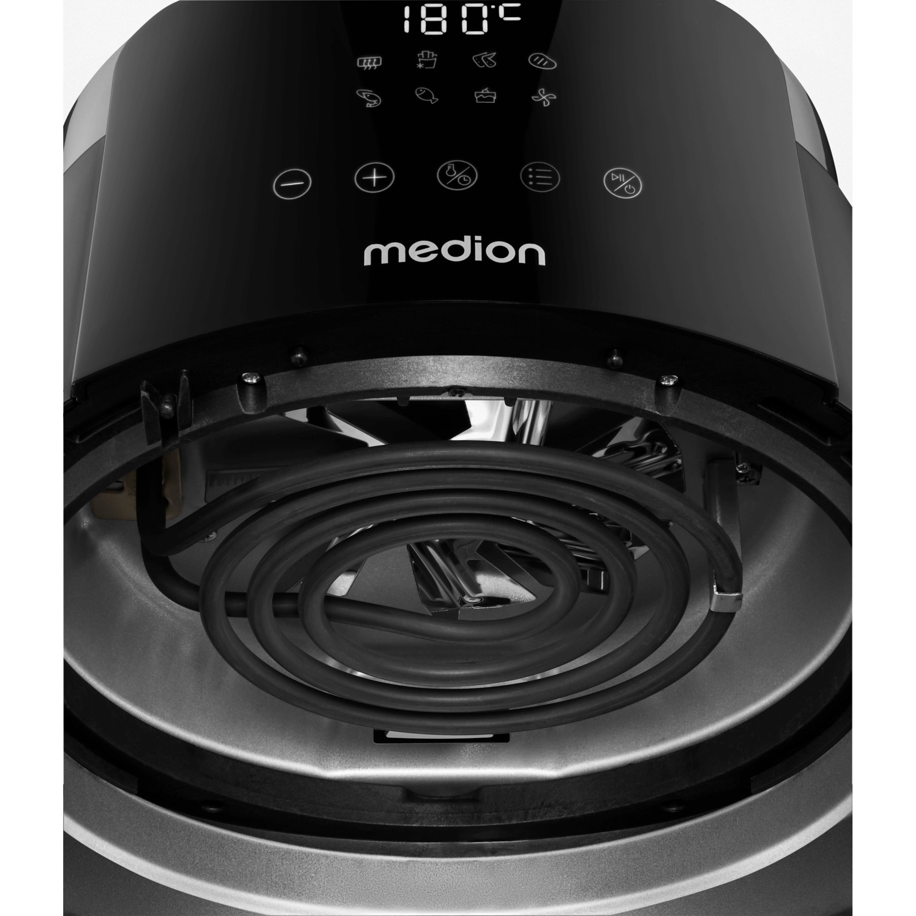 MEDION® LIFE HeißluftFritteuse P40 L (MD13030), 100 Rezepte in der Life+ App¹, Touch-Sensor- Bedienfeld, 4,7 Liter Fassungsvermögen, 8 Automatikprogramme,1.500 Watt, 60 min. Timer, 100