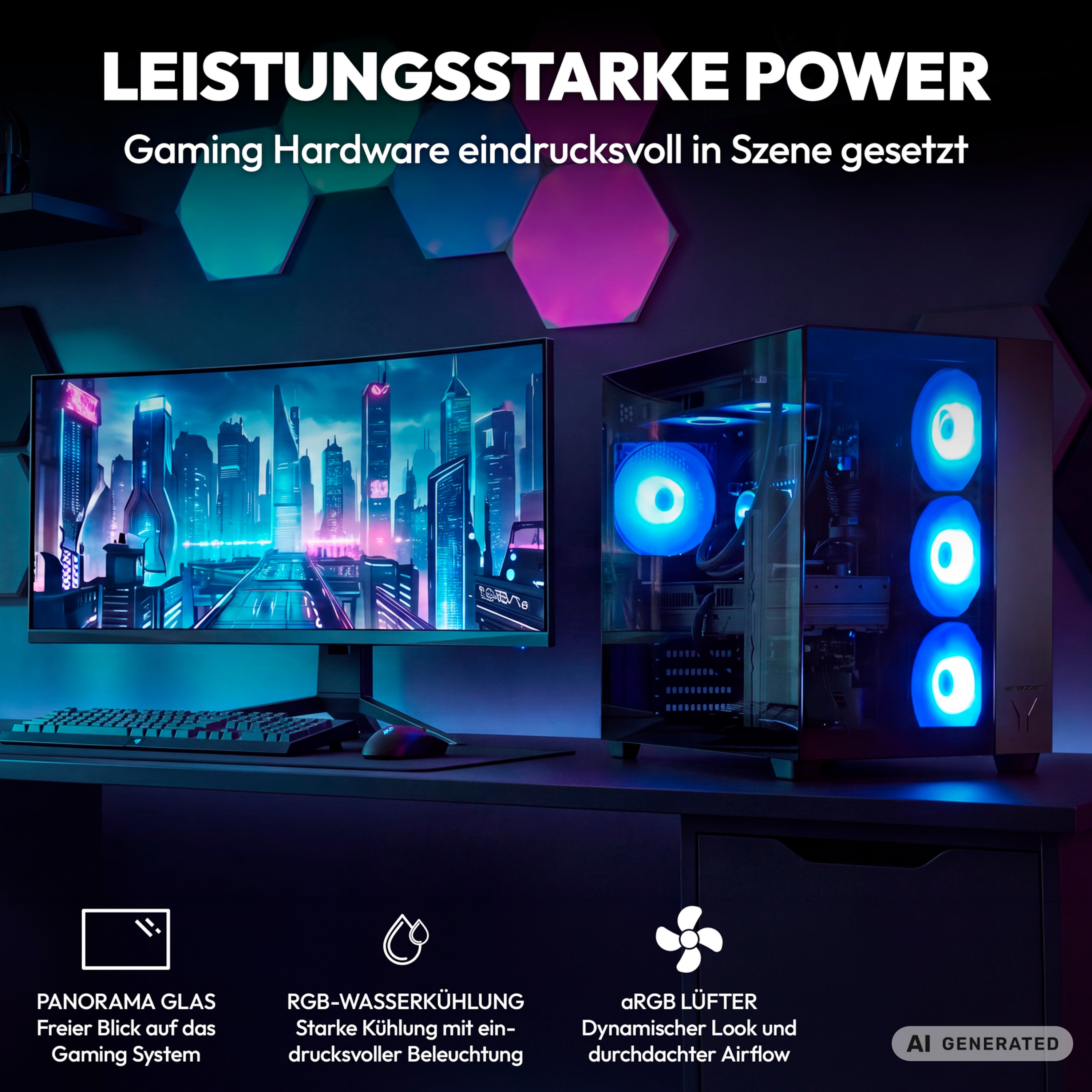 MEDION® ERAZER Tank X15 High-End Gaming PC, AMD Ryzen™ 7 7800X3D, Windows 11 Home, NVIDIA® GeForce RTX™ 5070, 2 TB SSD, 32 GB RAM