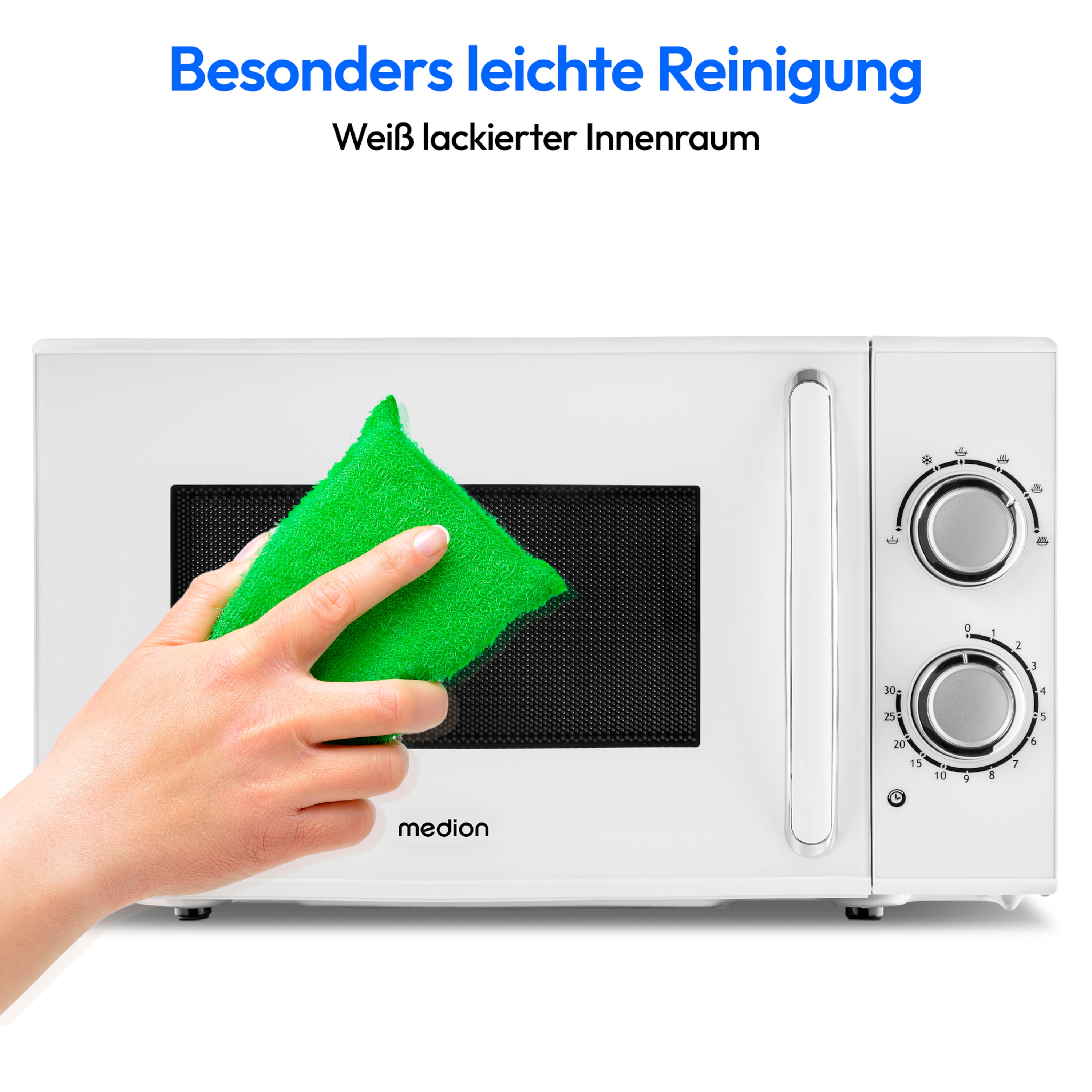 MEDION® LIFE® Mikrowelle MD 15644, 700 Watt Leistung, 17 L Kapazität, 6 Leistungsstufen, Auftaufunktion
