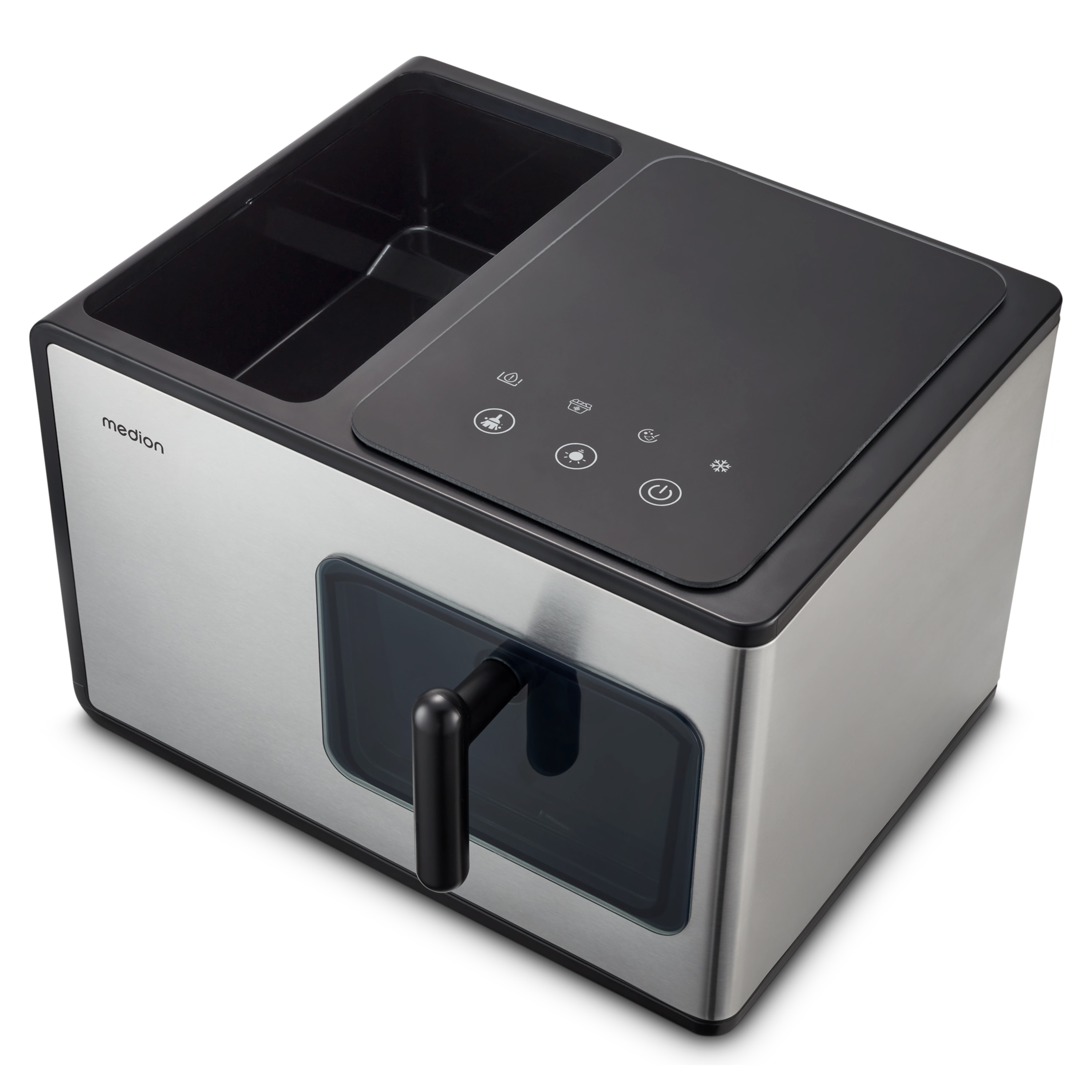 MEDION® LIFE® Nugget Eiswürfelbereiter MD 11960, 2 L Wassertank, schnelle Zubereitungszeit, Elektronisches Bedienfeld und LED Display, Herausnehmbarer Eiswürfelkorb, Selbstreinigung