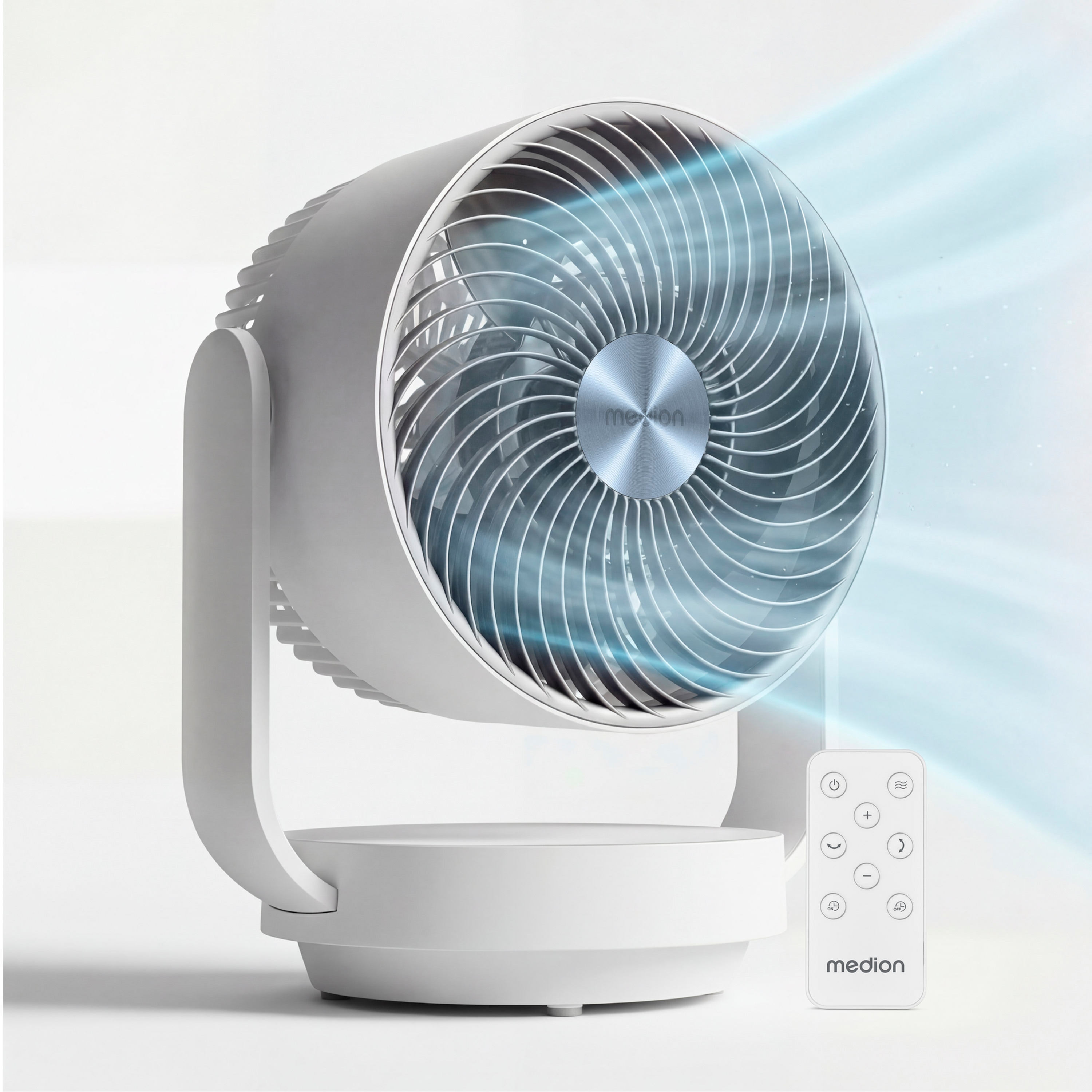 MEDION® LIFE P20 DF Tischventilator (MD 100141), 7 Geschwindigkeitsstufen, 28 Watt Leistung, zuschaltbare Schwenkfunktion, inkl. magnetischer Fernbedienung