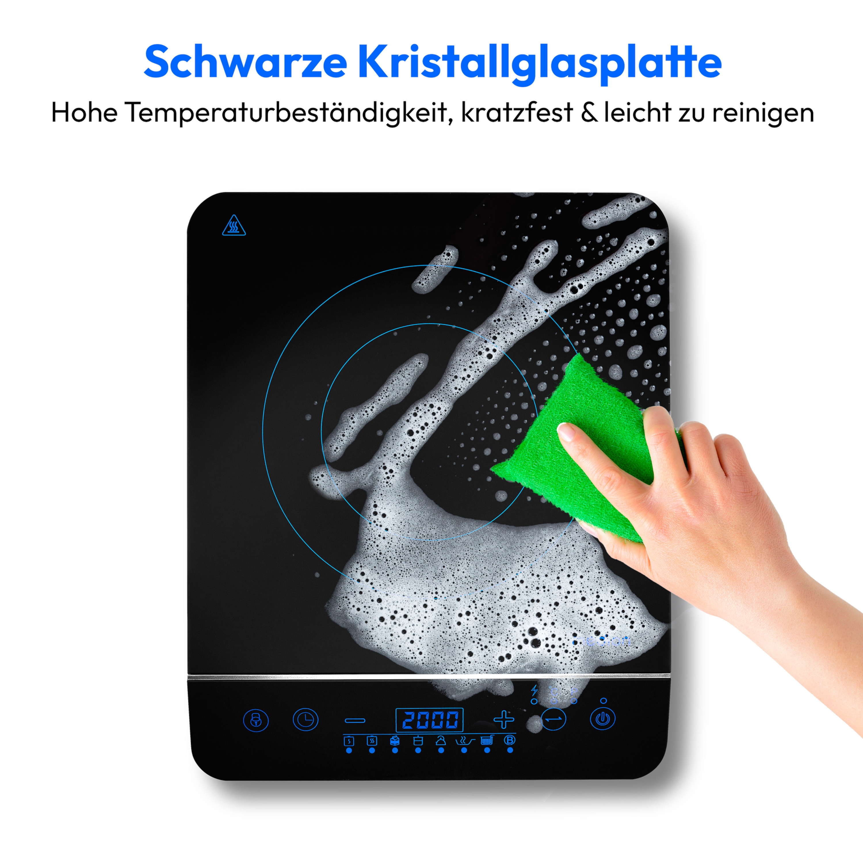 MEDION® Induktions- kochplatte   MD 17595, 2000 Watt Induktionsleistung, 8 Automatikprogramme, automatische Topferkennung