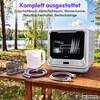 MEDION® LIFE Mini Geschirrspüler DWT20 (MD370764), silber, für 2 Maßgedecke, 6 Reinigungsprogramme, mit und ohne Wasseranschluss, Startzeitvorwahl