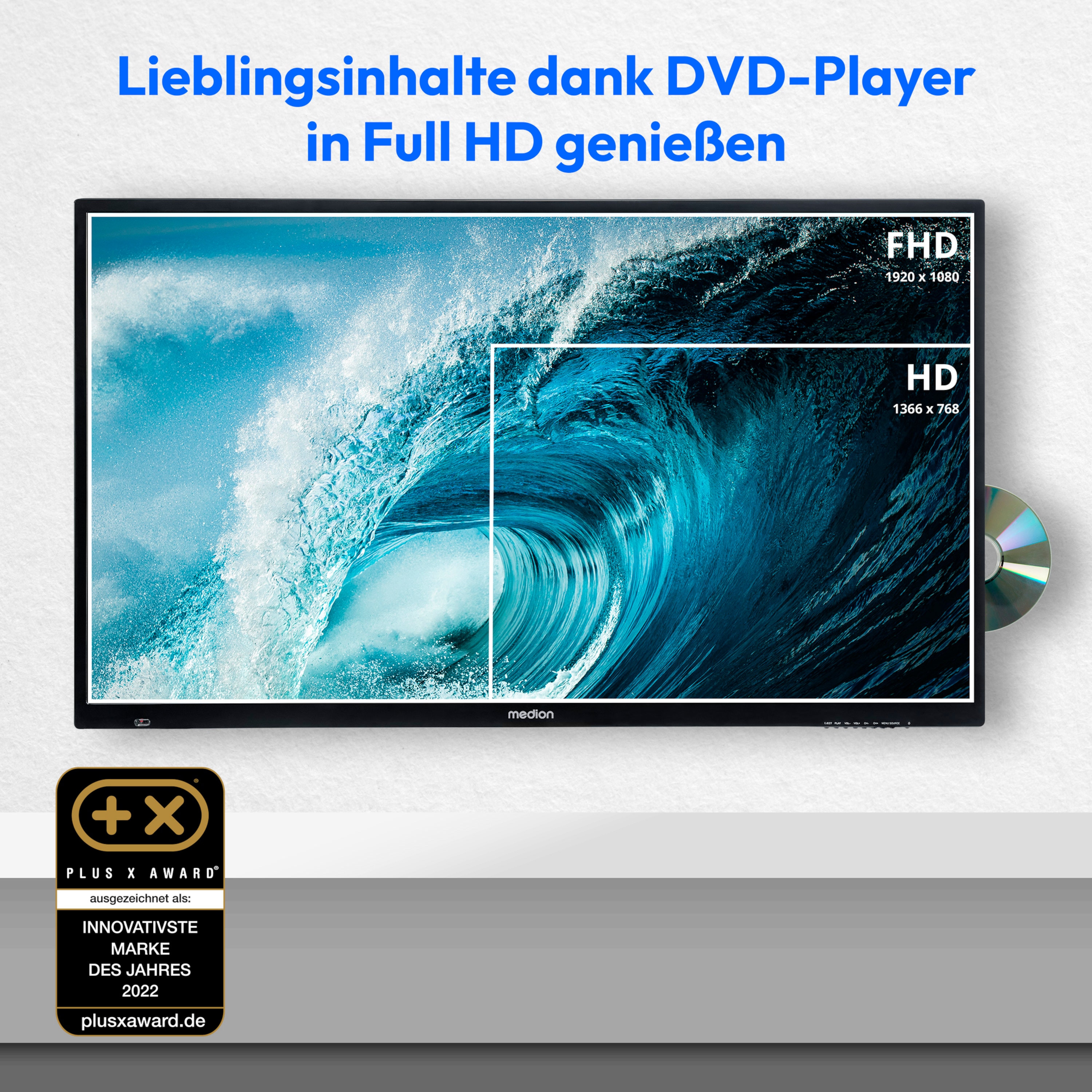 MEDION® LIFE® E14080 (MD 30224) TV, 100,3 cm (40''), Full HD, HD Triple Tuner, integrierter DVD-Player, integrierter Mediaplayer, CI+