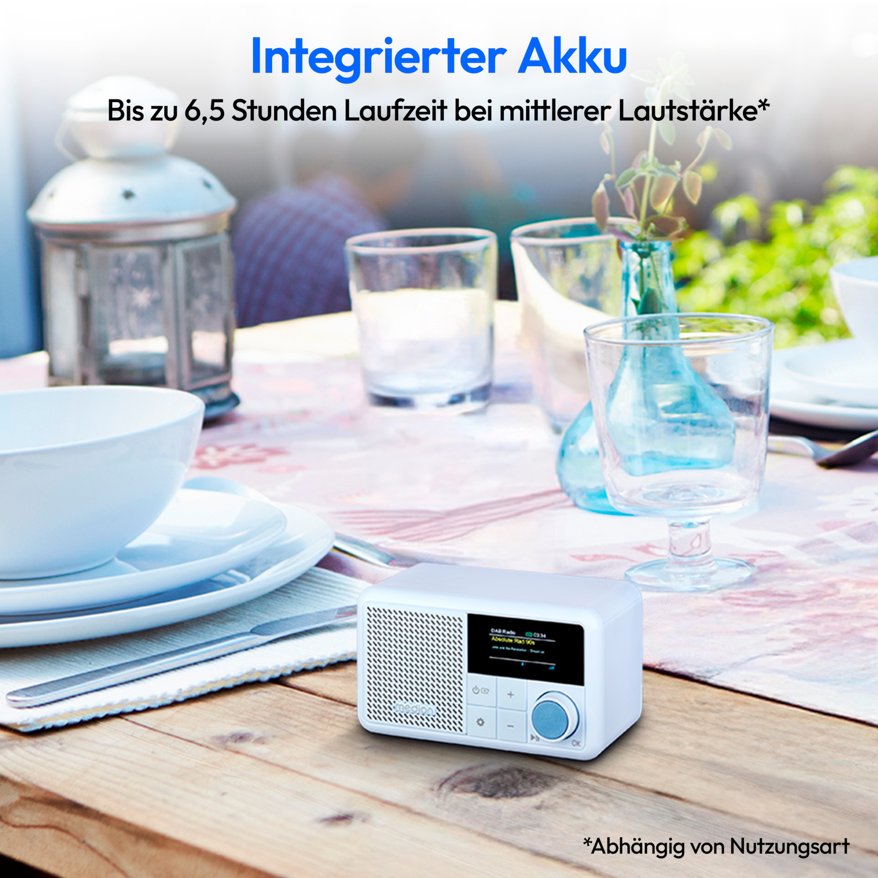 MEDION® LIFE® S66822 Tragbares DAB+ Radio, Farb-TFT Display 3,73 cm (1,47''), DAB+/UKW-Radio (je 40 Senderspeicher), Bluetooth® 5.3, integrierter Akku, extra kompakt, 2 W RMS