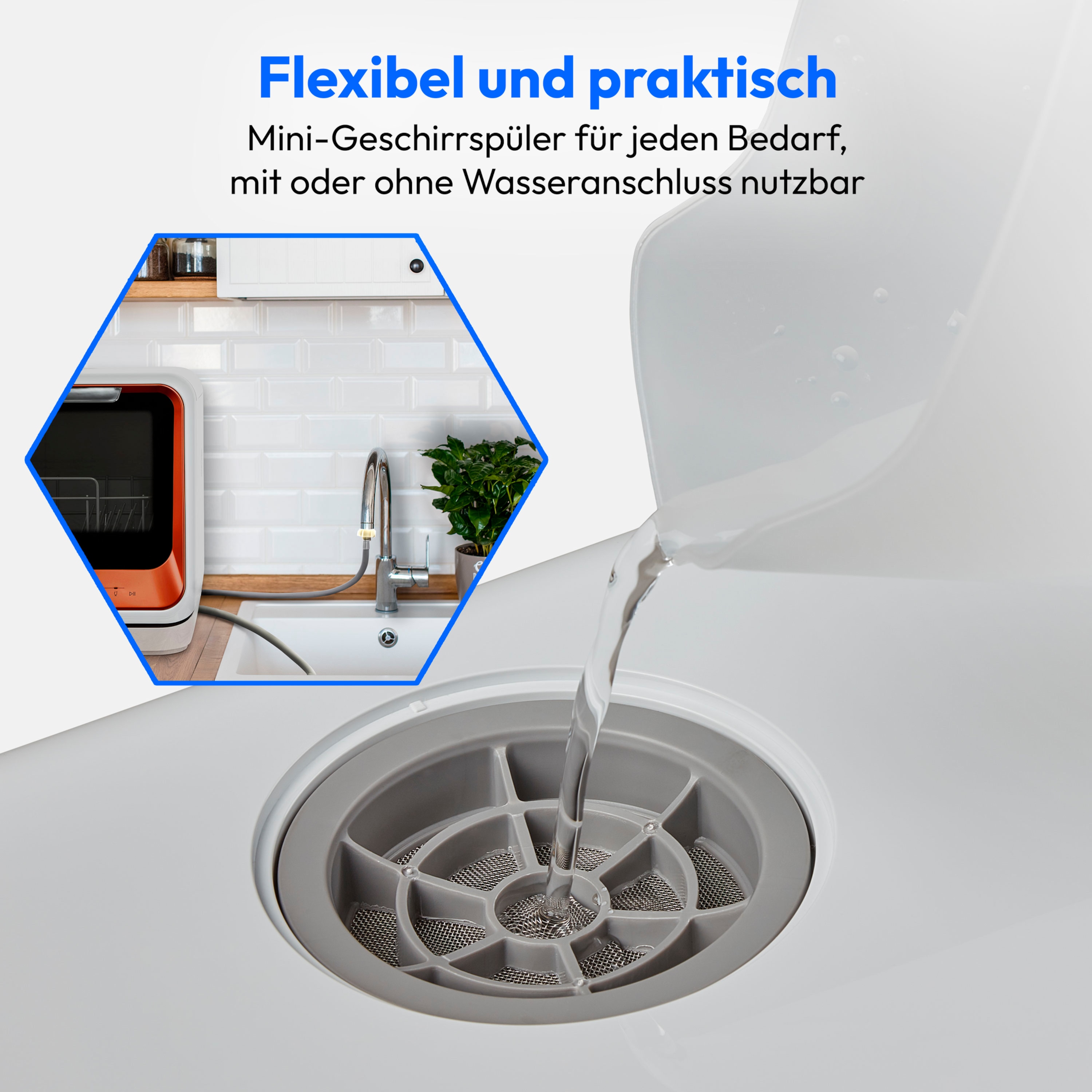 MEDION® LIFE® Mini-Geschirrspüler DWT20 (MD37763), für 2 Gedecke, 6 Reinigungsprogramme, Startzeitvorwahl
