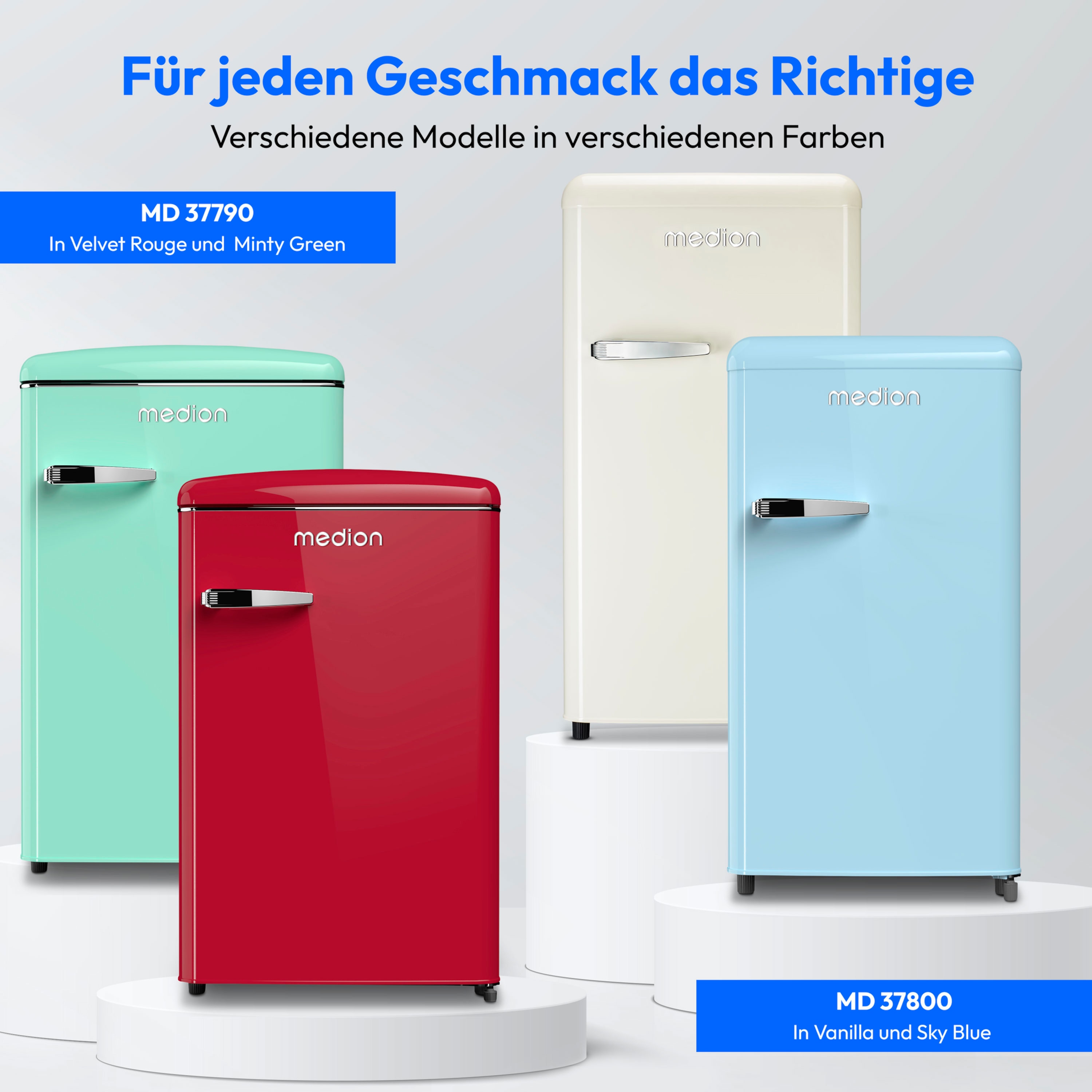 MEDION® LIFE® Kühlschrank mit Gefrierfach MD 37790, 108 L Gesamtnutzinhalt, 37 dB, höhenverstellbare Füße, Energieeffiziensklasse D