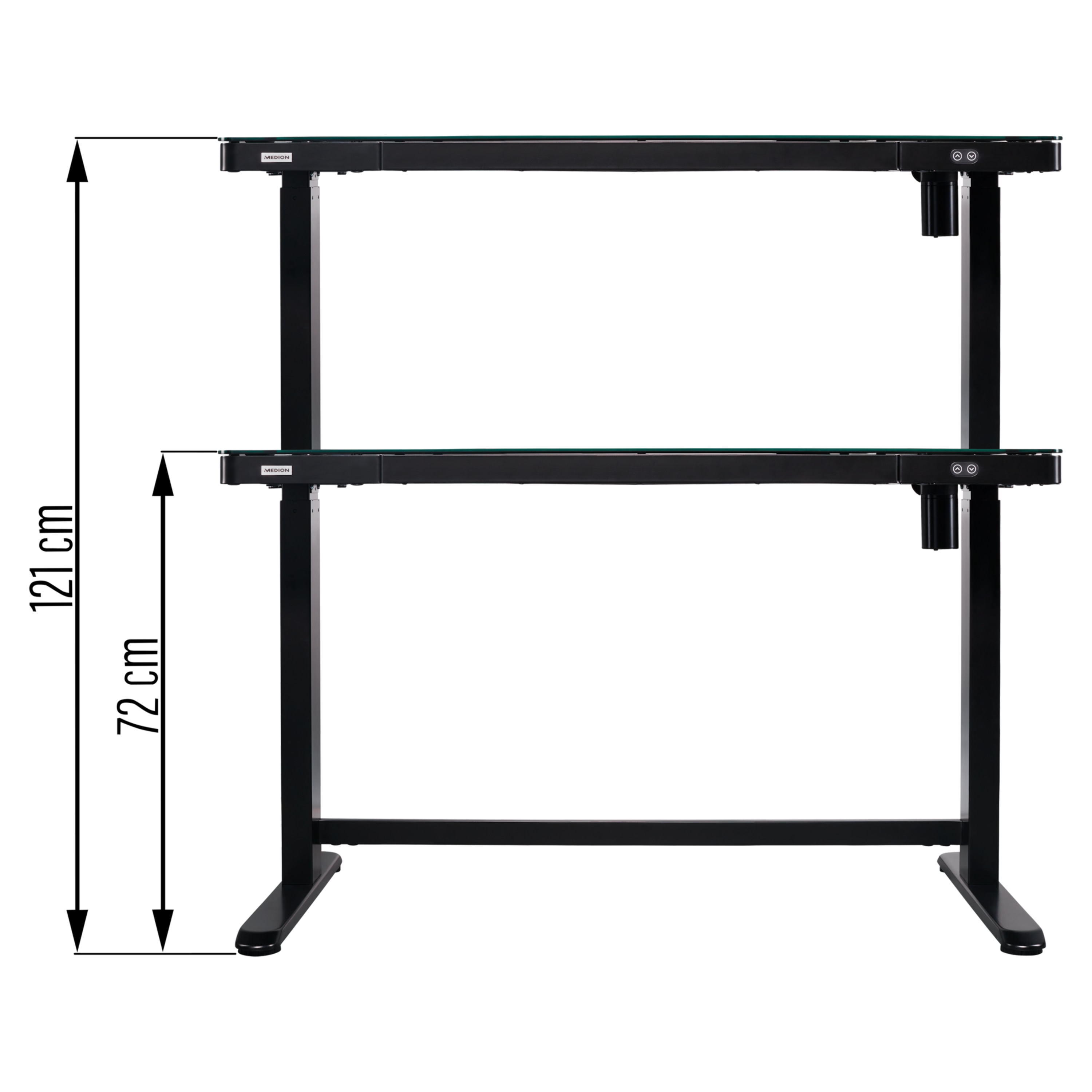 MEDION® P89258 Höhenverstellbarer Tisch, stufenlose Höhenverstellung, elektronischer Motor, integrierte Schublade, einfache Montage