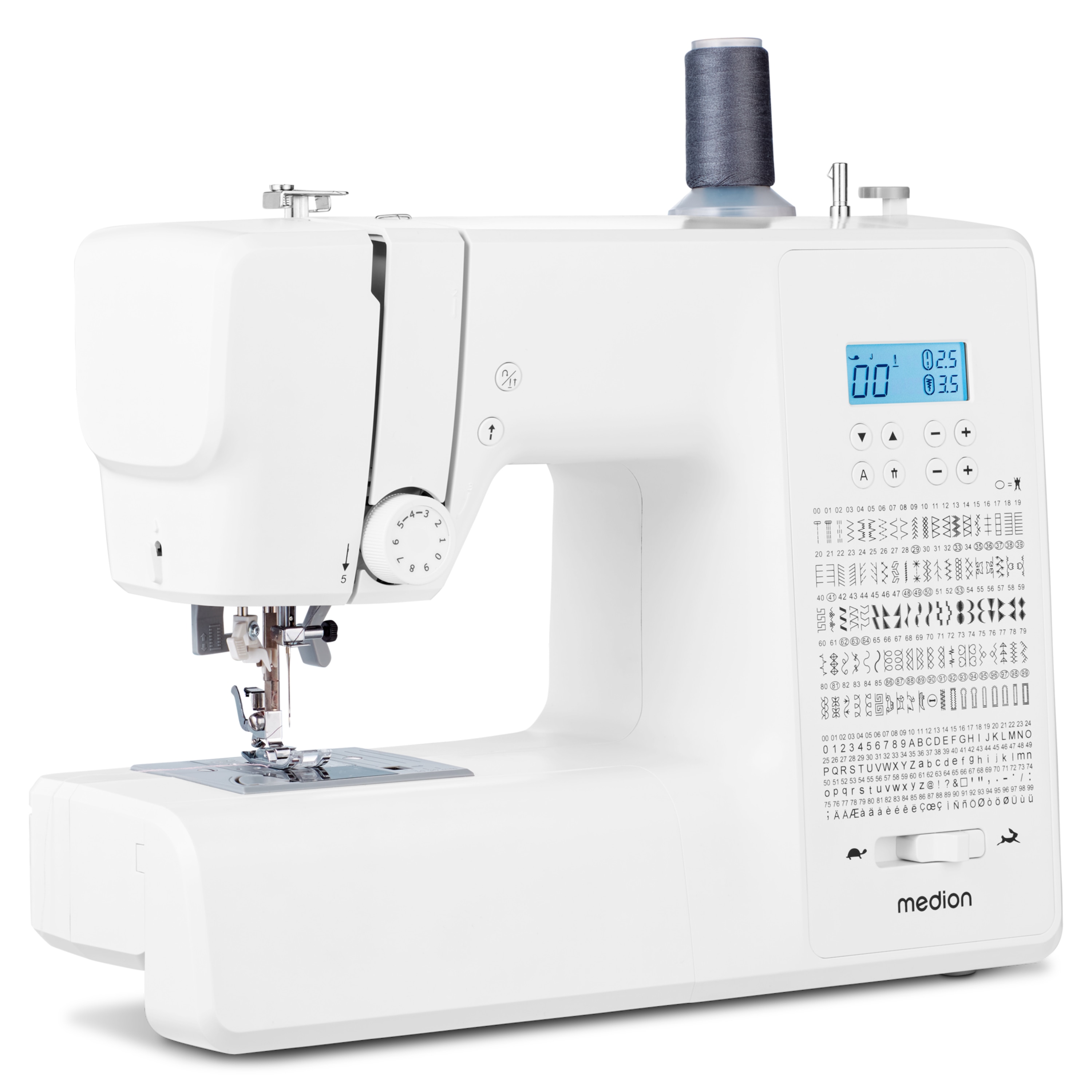 MEDION® LIFE® Digitale Nähmaschine SD36 (MD11881), einstellbare Stichlänge und Stichbreite, 270 Stichmuster, Integriertes Zubehörfach, 36 Watt Motorleistung