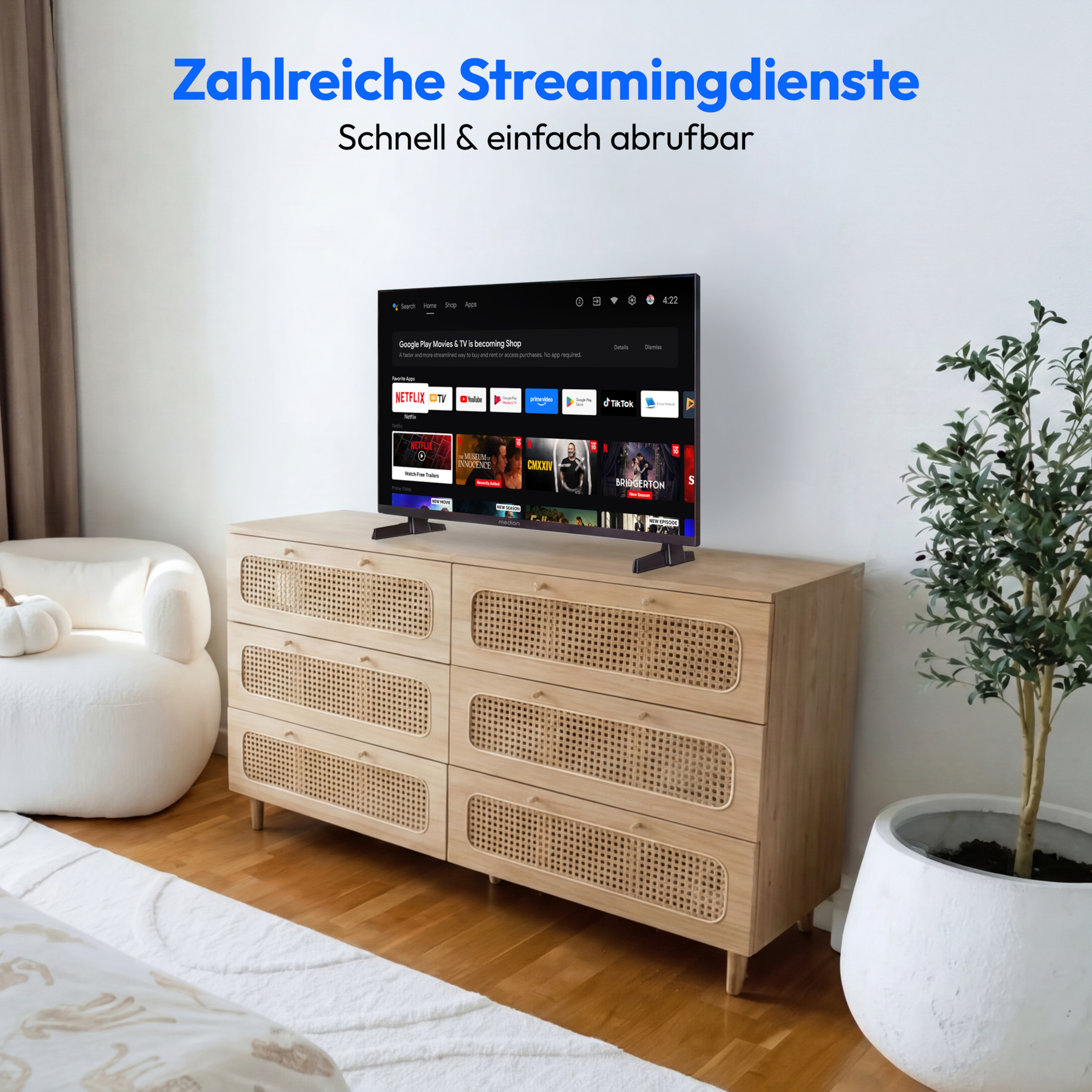MEDION® LIFE MD 832100 Android TV, 80 cm (32''), Full HD Display, HDR, PVR ready, Bluetooth®, Netflix, Amazon Prime Video