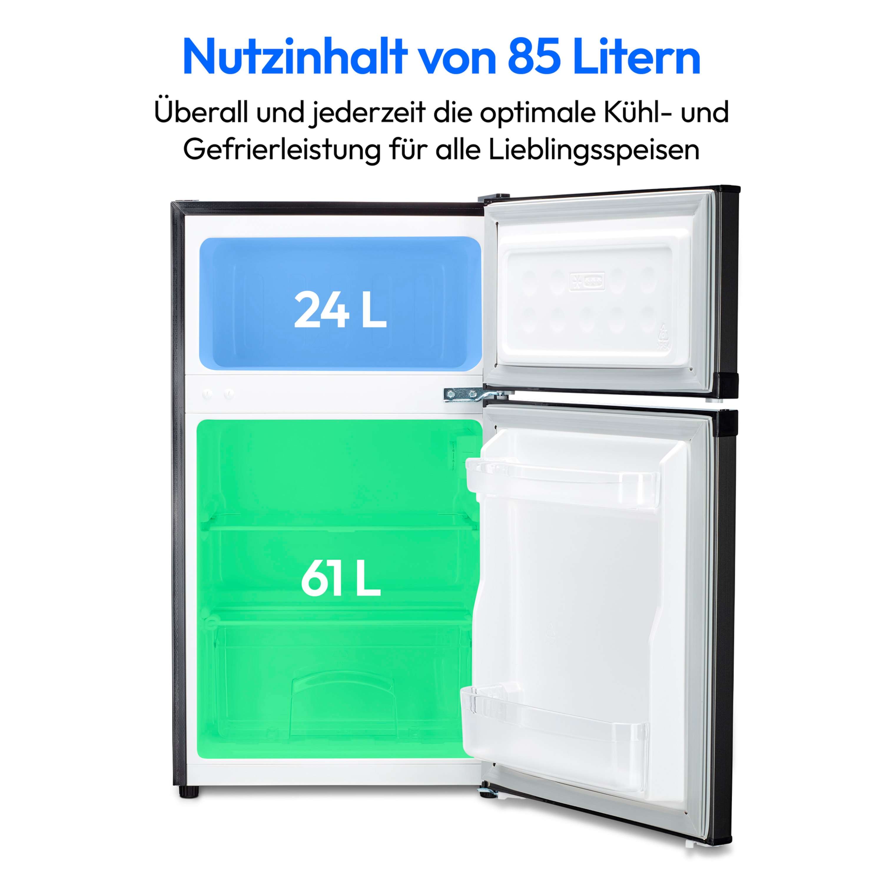 MEDION® LIFE® Mini-Kühl-Gefrierkombi MD 37689, Gesamtnutzinhalt 85 L,  Gefrierkapazität  2,4kg/24h, manuelle  Temperaturkontrolle