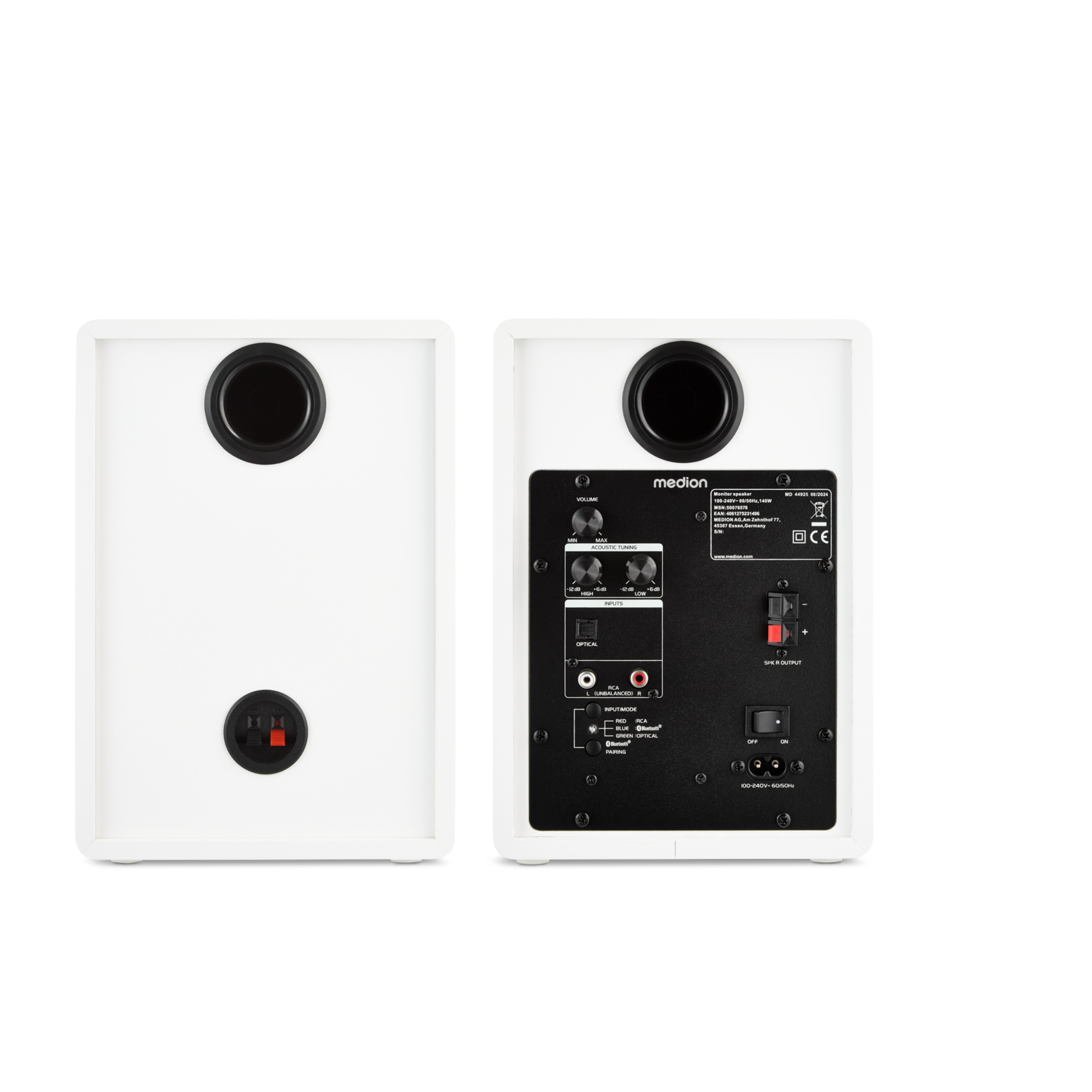 MEDION® LIFE® P61925 Regallautsprecher, aktiver & passiver Lautsprecher, 2-Wege-System, Bluetooth® 5.0, Stereo-Sound mit integriertem Hochtöner und Subwoofer, 2 x 50 W RMS