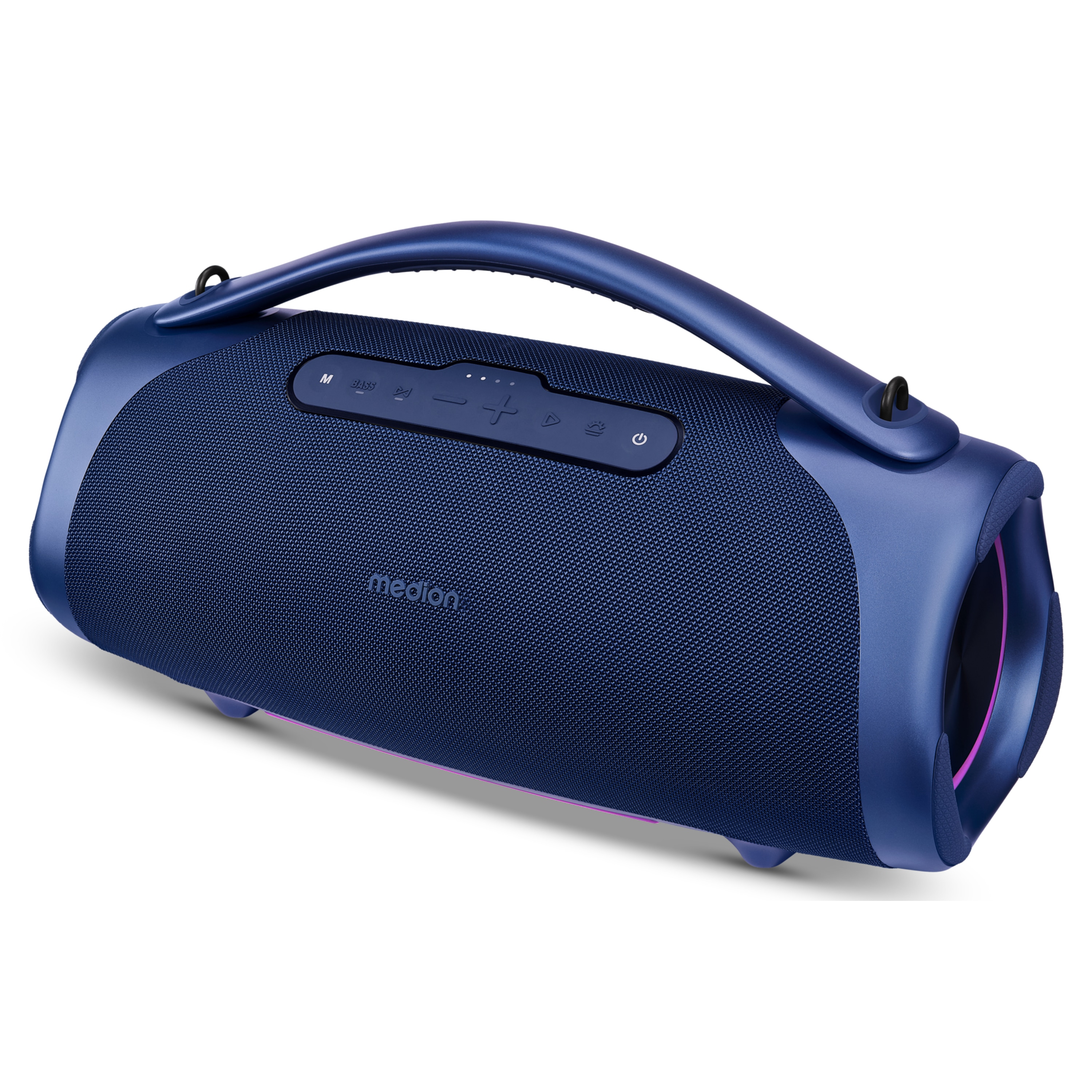 MEDION® LIFE® P61768 Tragbarer Bluetooth® Lautsprecher XL, Dual Illuminated & Lightstrip (RGB-Lichteffekte), Bluetooth® 5.3, integrierter Akku mit bis zu 30 Stunden Laufzeit, robustes & mobiles Design, 2 x 25 W + 50 W RMS