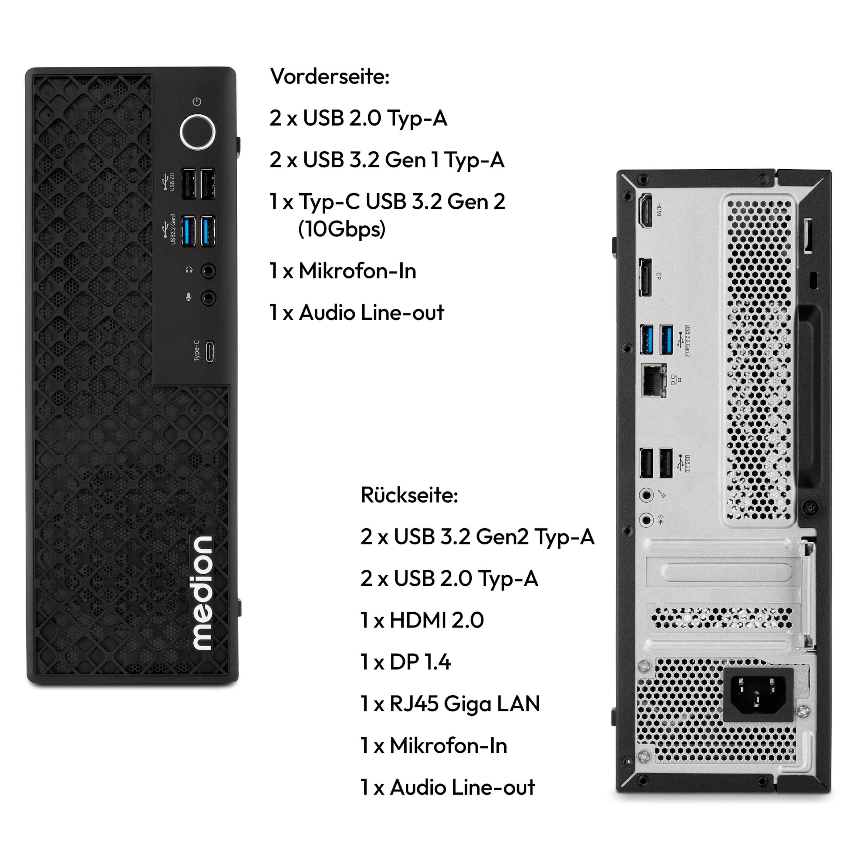 MEDION® Picoworx T80 III Mini PC, Intel® Core™ Ultra 7 256V, Windows 11 Home, 1 TB SSD, 16 GB RAM