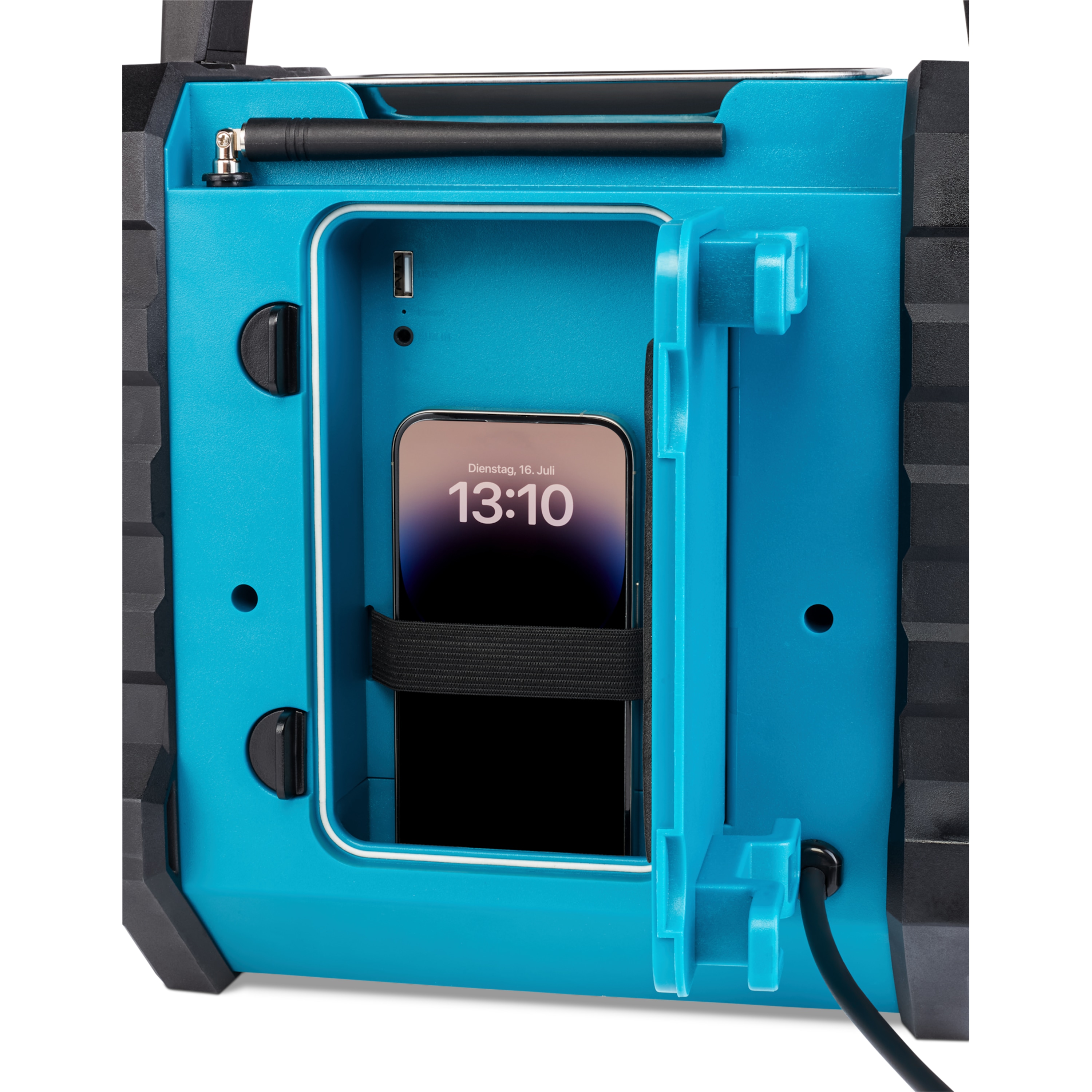 MEDION® LIFE® P66896 Premium Baustellenradio, 6,1 cm (2,4'') Farbdisplay, Bluetooth® 5.3, DAB+/UKW Radio, integr. Akku für bis zu 10 Stunden Laufzeit, zwei Passivradiatoren, 30 W RMS
