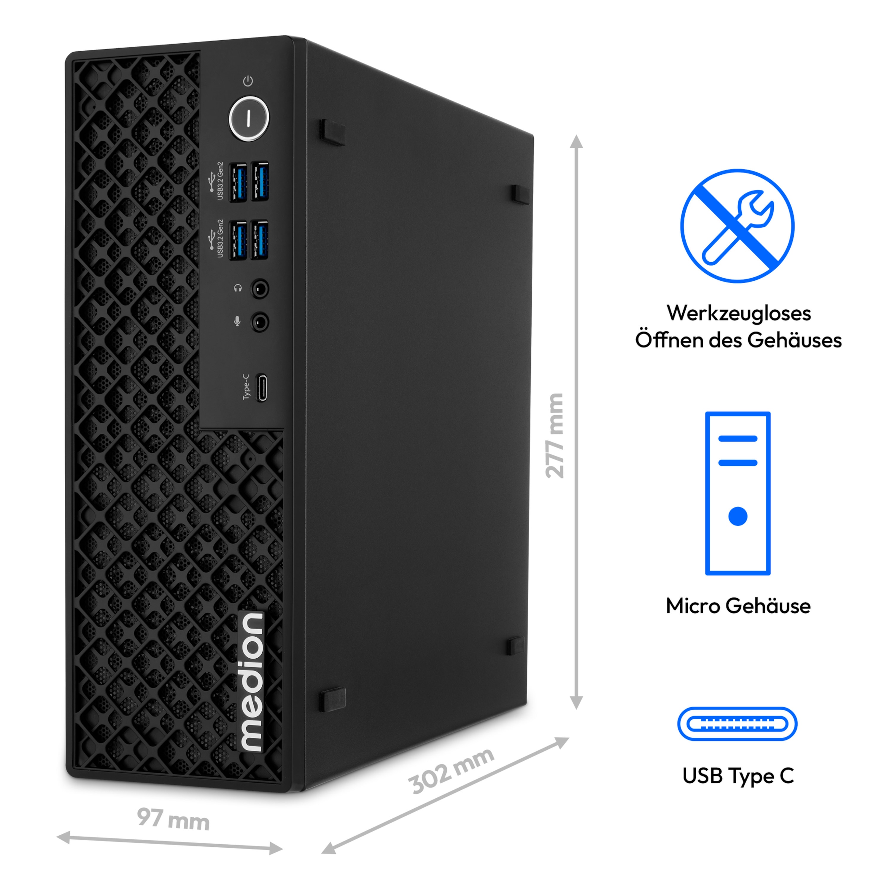 MEDION® Picoworx T80 II Mini PC, Intel® Core™ i9-14900HX, Windows 11 Home, 1TB SSD, 32 GB RAM