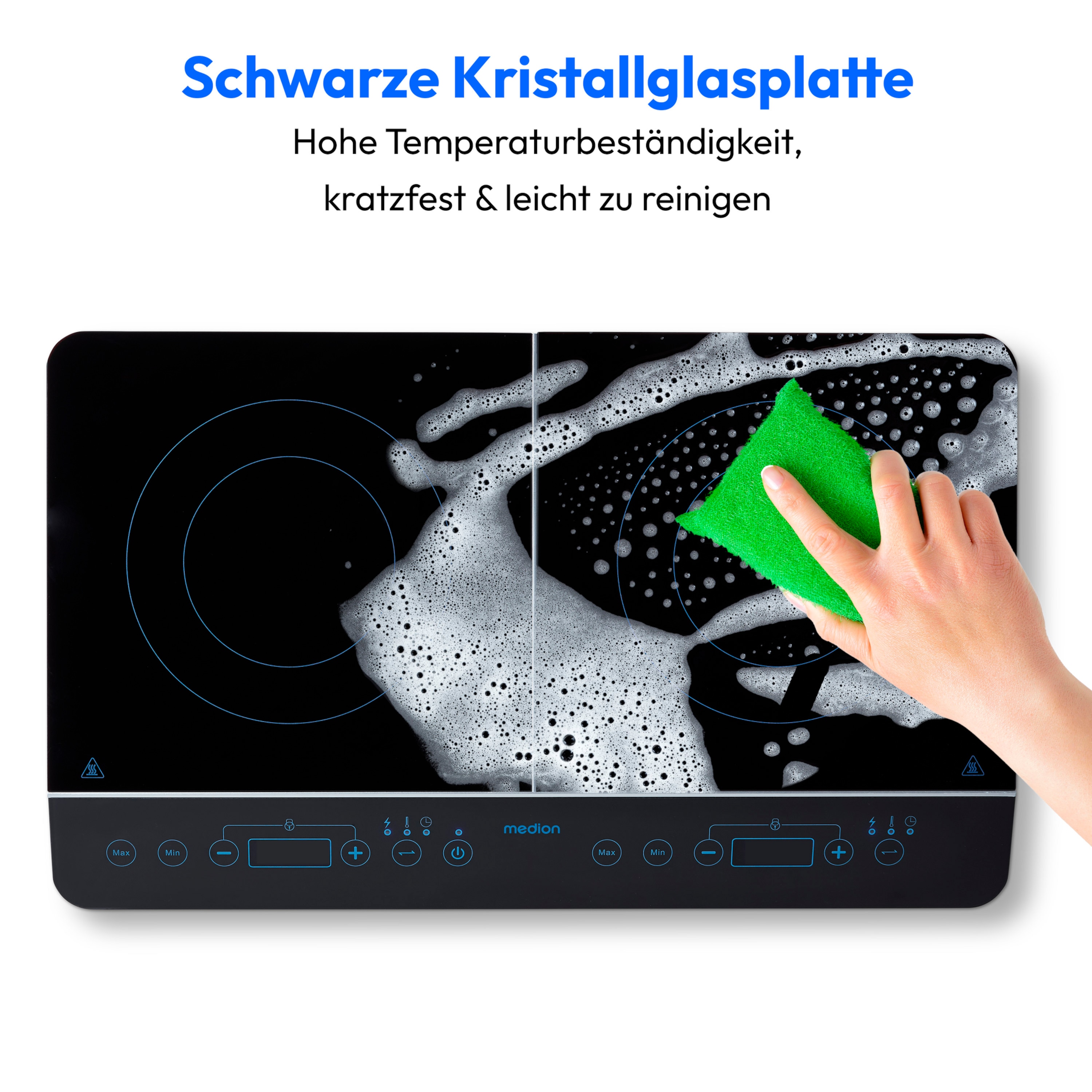 MEDION® LIFE® Doppel-Induktionskochplatte MD 15324, 3500 Watt Induktionsleistung, automatische Topferkennung, energiesparend