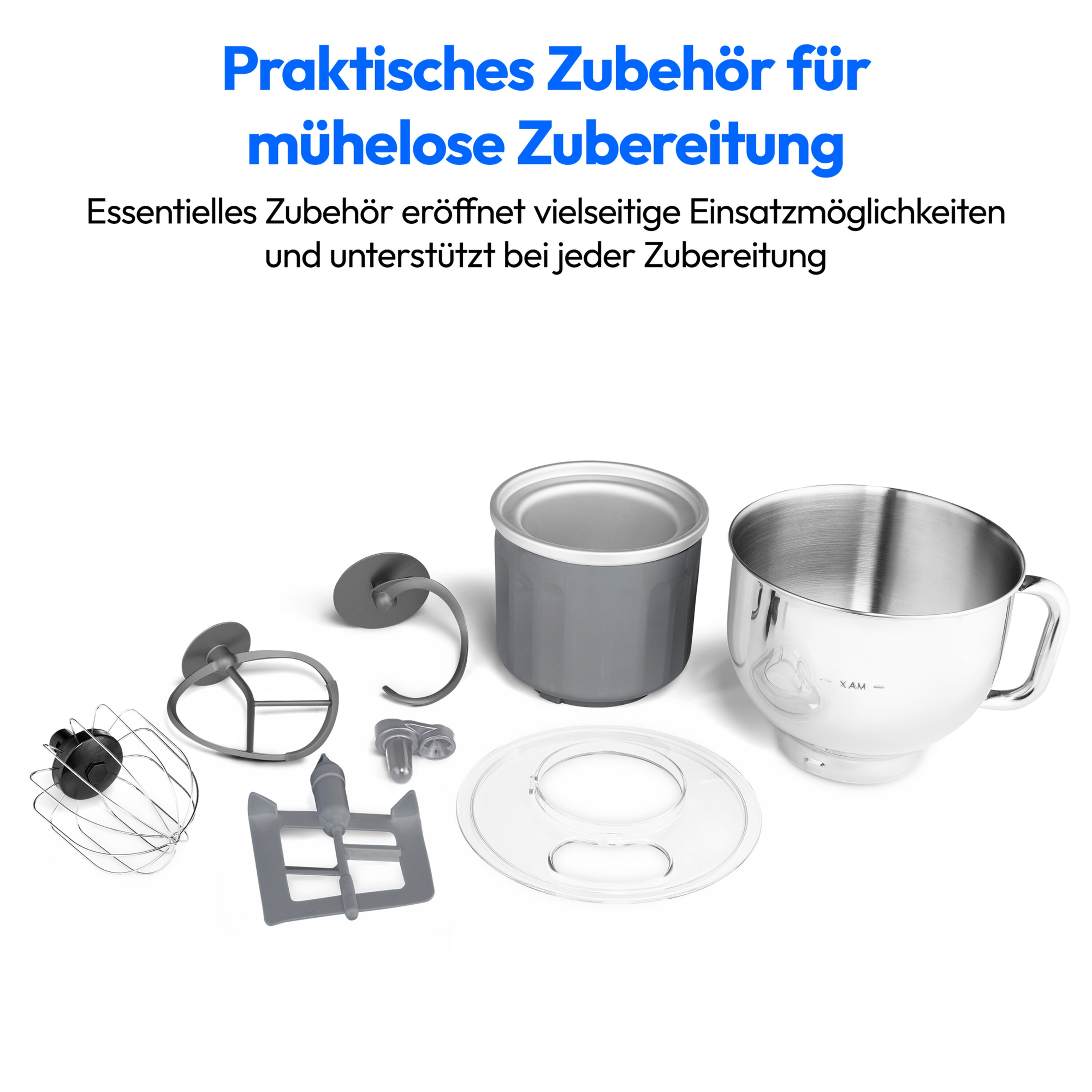 MEDION® LIFE® Digitale Küchenmaschine MD18420, 1.200 W, 8 Geschwindigkeitsstufen, Digitales Sensor-Touch-Display, inkl. Eisschüssel