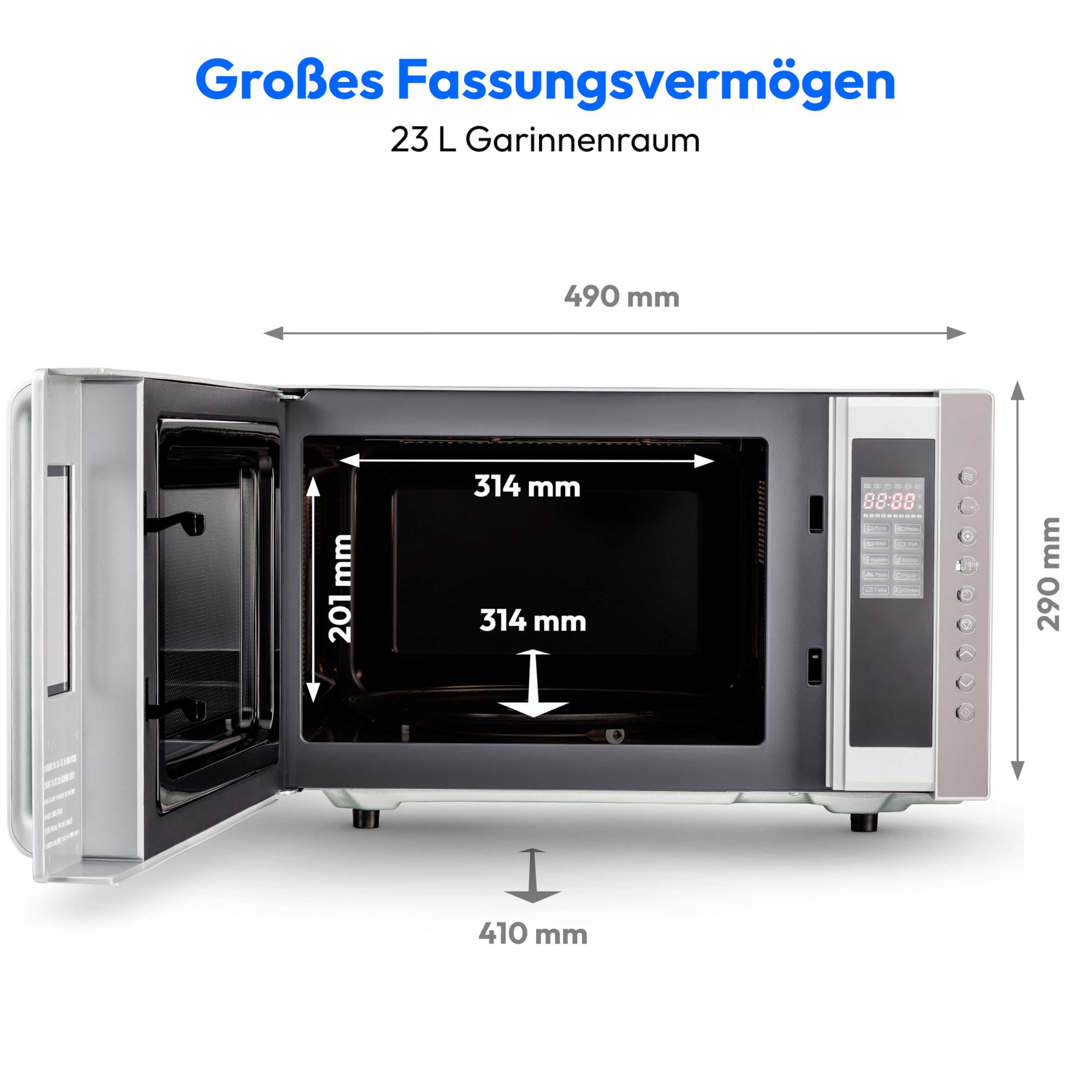 MEDION® LIFE® 3in1 Mikrowelle MD 17495, Kombination aus Mikrowelle, Grill und Ofen, 10 Automatikprogramme, edles Design