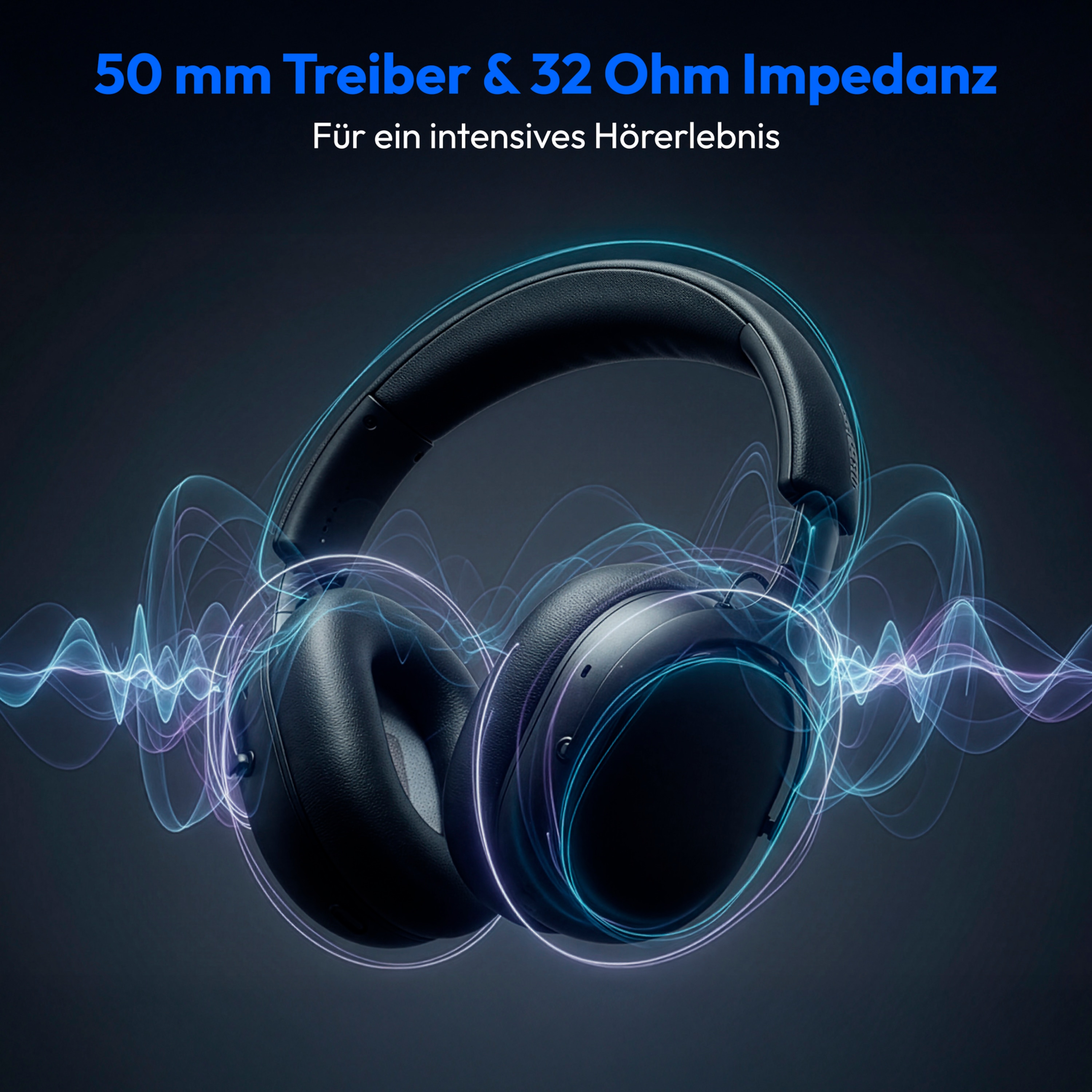 MEDION® Over Ear-Kopfhörer LIFE HX-1 Plus schwarz, bis zu 100 Stunden Akkulaufzeit, 5 EQ-Presets + 1 App-Preset, Feed Forward Noise Cancelling, Bluetooth® 6.0 wireless technology, IPX4 Spritzwasserschutz