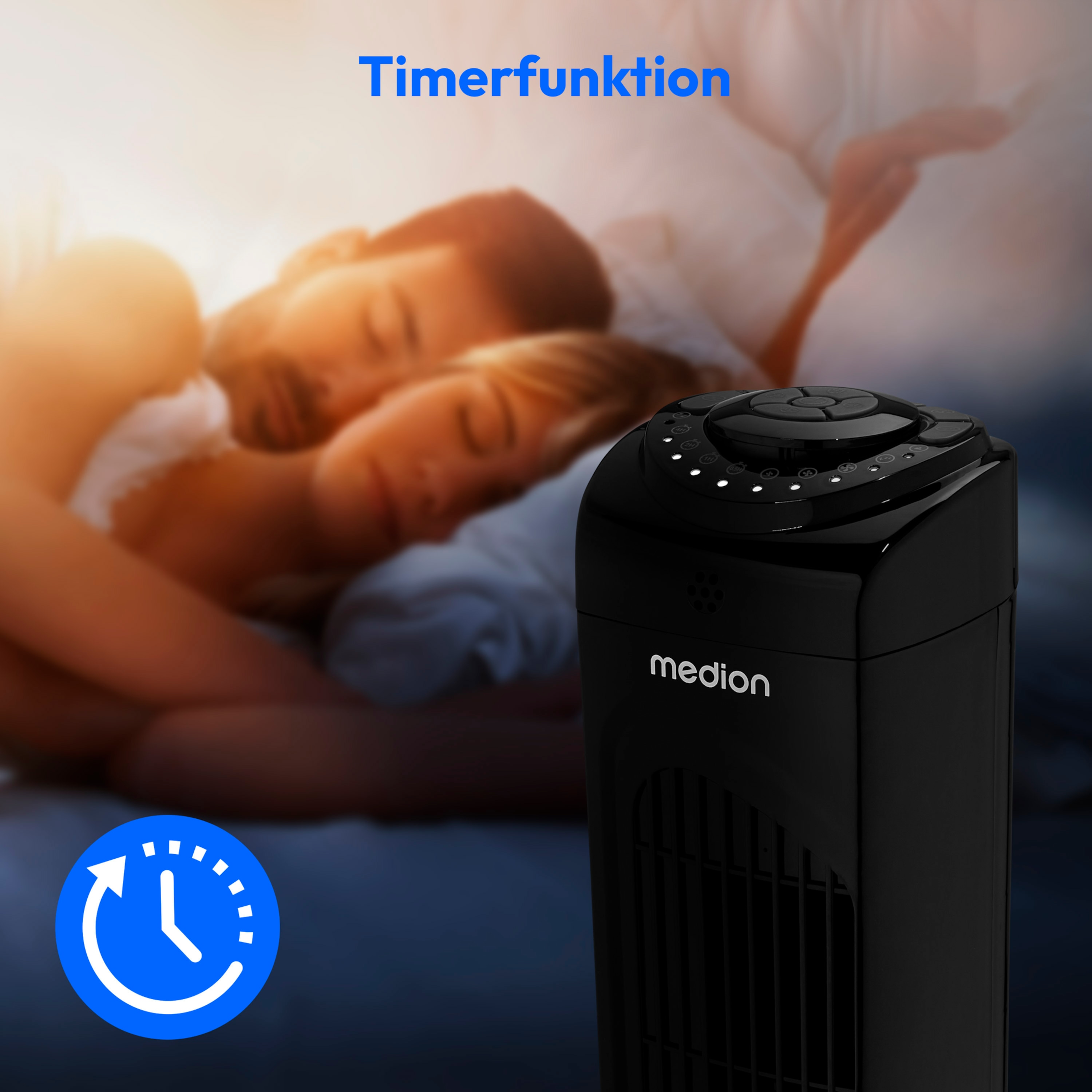 Aigostar Ben 33JTS - Torenventilator - Ventilator Staand Met Timer Oscillerende Kolomventilator Zwart