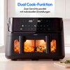 MEDION® LIFE® P25 XXL Flex M Heißluftfritteuse MD100057 schwarz, 100 Rezepte in der Life+ App, 2 separate Garzonen, 10 Automatikprogramme, 10,8 L Gesamt-Nutzinhalt, 3.040 Watt, Temperatur einstellbar bis 200 °C