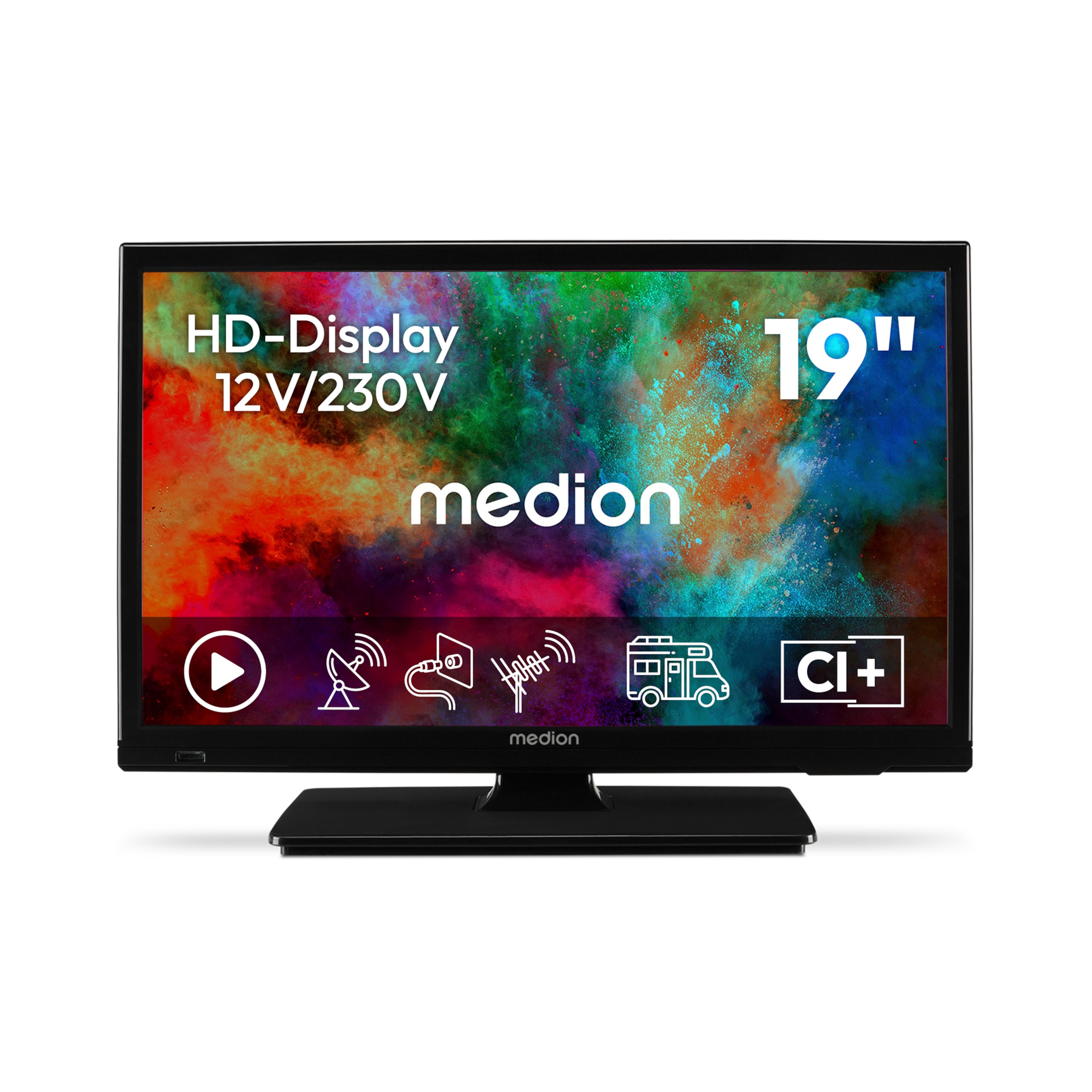 MEDION MD 819000 Fernseher (2026), 47 cm (19'') LCD-TV, HD Triple Tuner, integrierter Mediaplayer, Car-Adapter, CI+ Schnittstelle