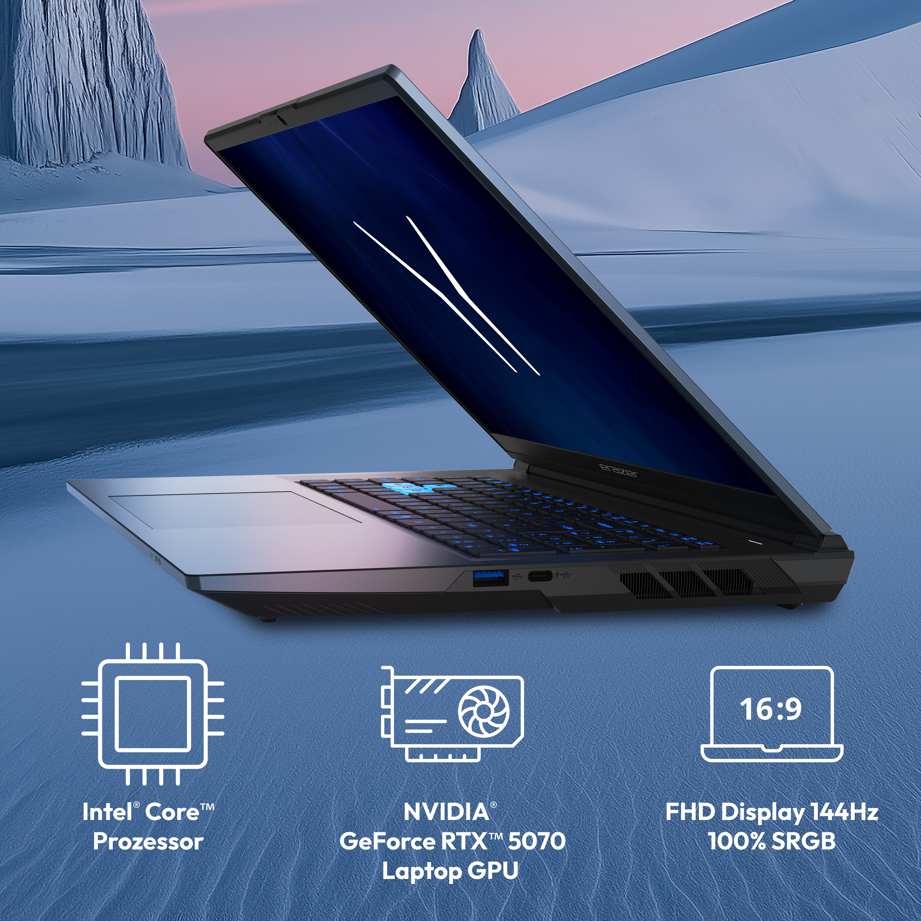 MEDION® ERAZER Defender 17 P10 Core Gaming Laptop, Intel® Core™ i9-14900HX, Windows 11 Home, 43,8 cm (17,3") FHD Display mit 144 Hz, NVIDIA® GeForce RTX™ 5070, 1 TB SSD, 32 GB RAM