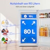 MEDION® LIFE Kühlschrank mit Eiswürfelfach MD 370033, 90 L Gesamt-Nutzinhalt (Kühlteil 80 L & Eiswürfelfach 10 L), wechselbarer Türanschlag, geringer Geräuschpegel