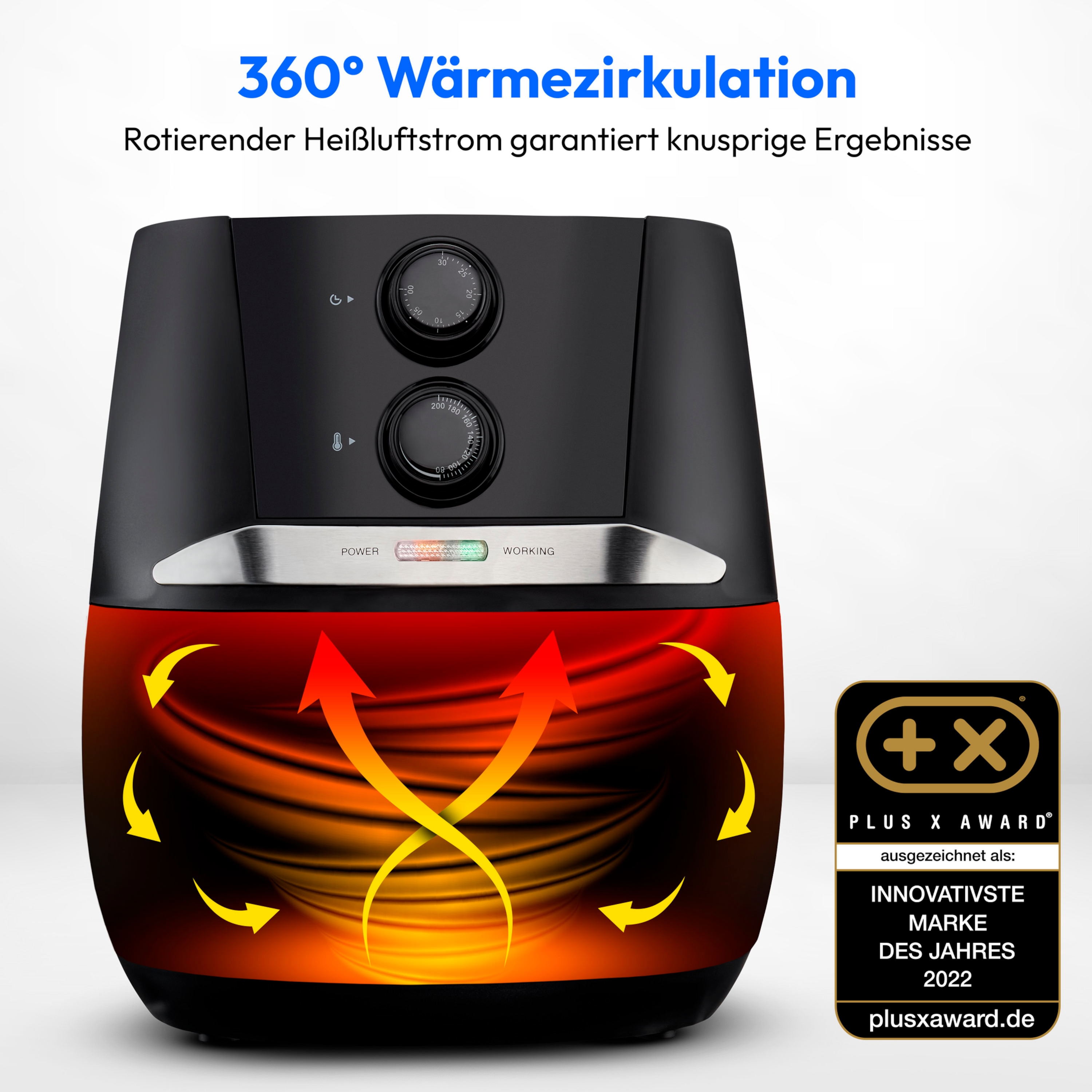 MEDION® LIFE® E20 L Heißluftfritteuse (MD 10711), ölfreies Frittieren, 3,2 L Korbvolumen, 1.400W Leistung
