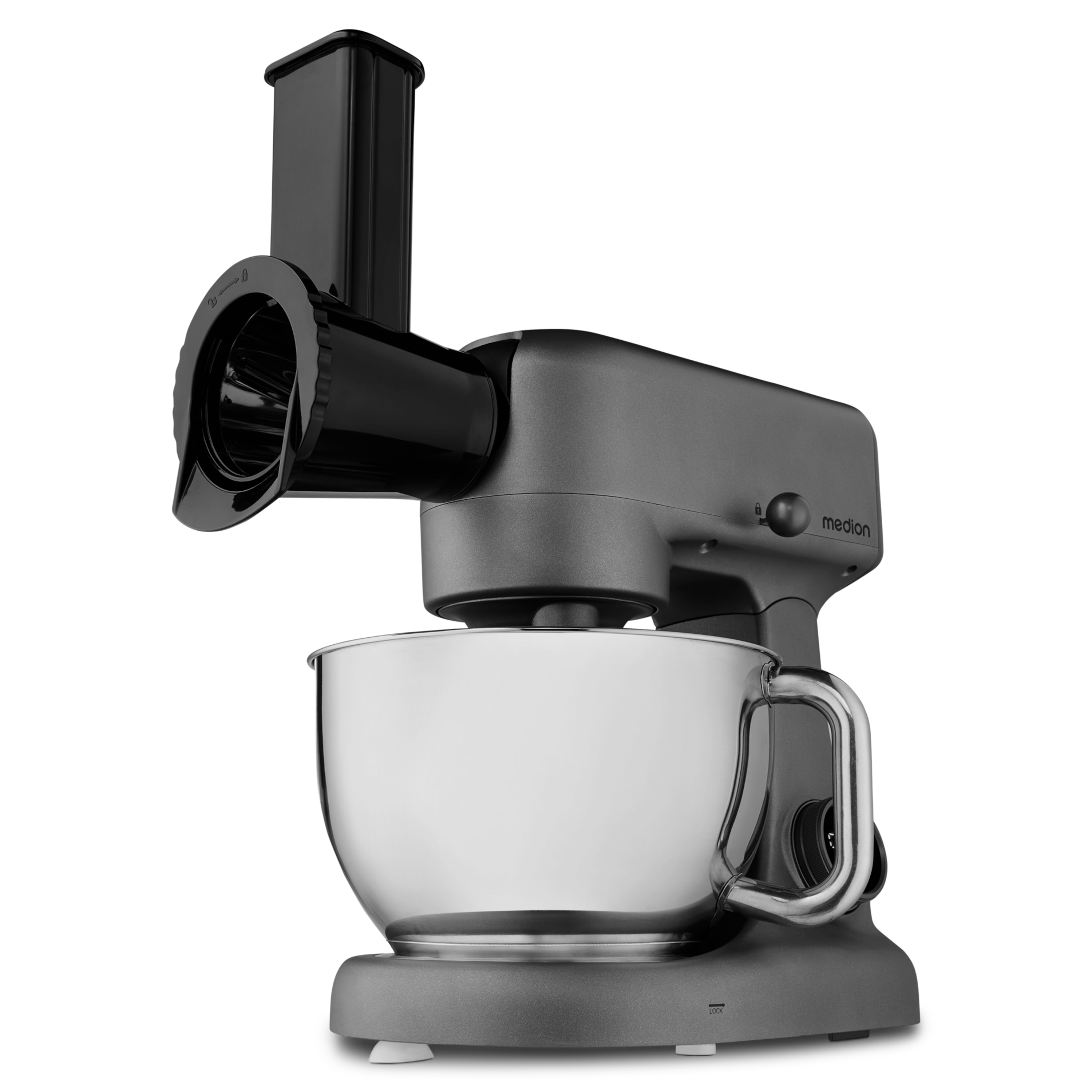 MEDION® LIFE Digitale Küchenmaschine MD12600, 800 W Gleichstrommotor, Energiesparend, Ultraleise, Digitales Sensor-Touch-Display, 4,6 L Edelstahlschüssel, Inkl. Fleischwolf