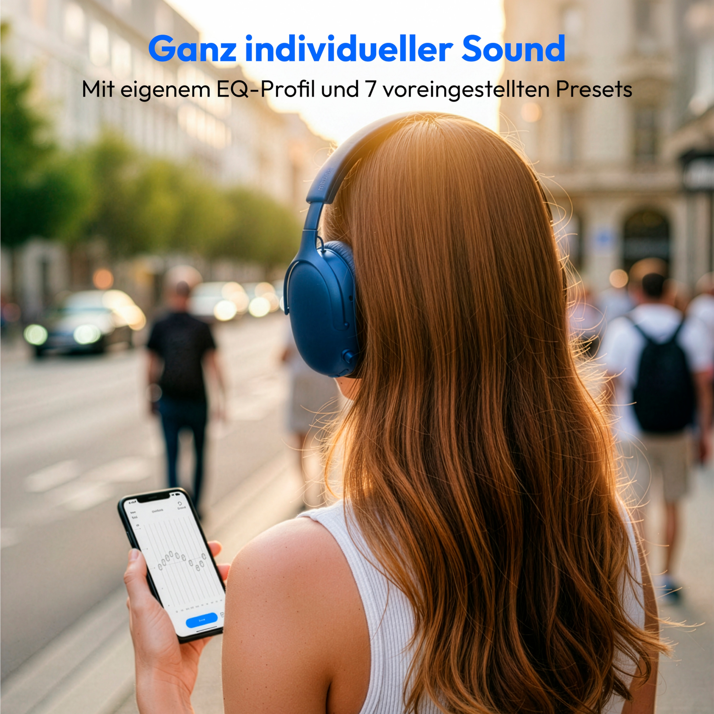 MEDION® Over Ear-Kopfhörer LIFE HX-1 Pro blau, bis zu 190 Stunden Akkulaufzeit, Hybrid Active Noise Cancelling, 7 EQ-Presets + 1 App-Preset, Bluetooth® 6.0 wireless technology, IPX4 Spritzwasserschutz