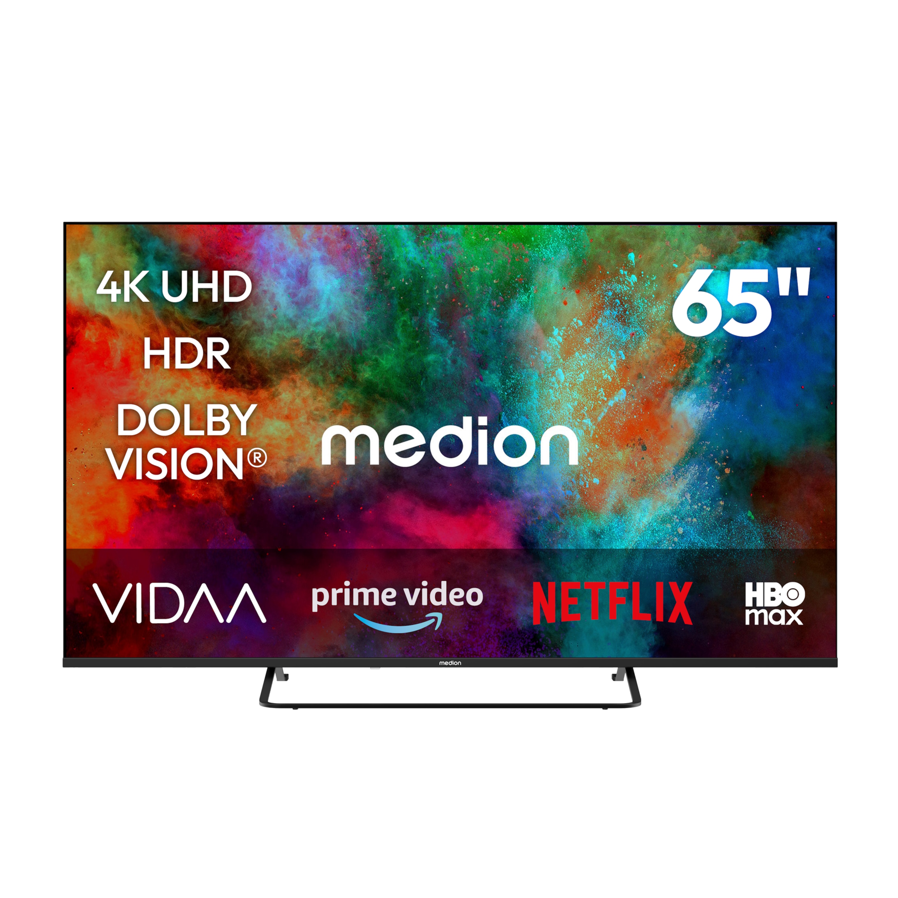 MEDION® LIFE MD 865302 Smart-TV - Modell 2026, 163,9 cm (65") Ultra HD Display, HDR, Dolby Vision®, MEMC, Bluetooth®, PVR ready, HBO Max, MagentaTV, NETFLIX, Prime Video, Disney+, DAZN, Paramount+ App, VIDAA App Store, Dolby Atmos®