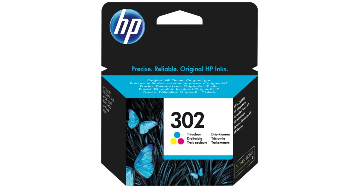 HP 302 Original Druckerpatrone Farbe, Cyan/Magenta/Gelb, gestochen