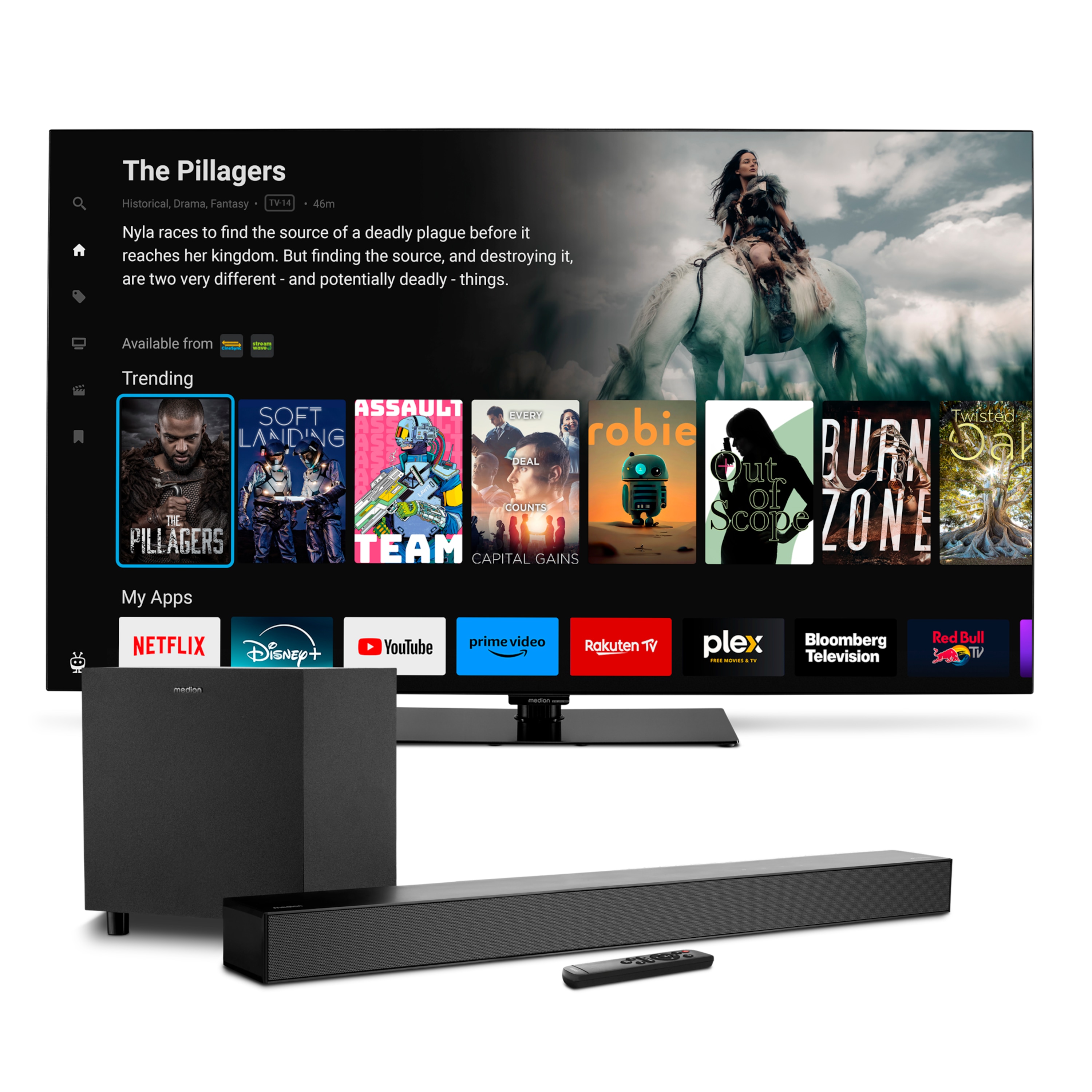 MEDION® ENTERTAINMENT-BUNDLE - LIFE MD 865901 OLED TiVo Smart-TV, 163,9 cm (65'') + Soundbar Atmos (MD44022)