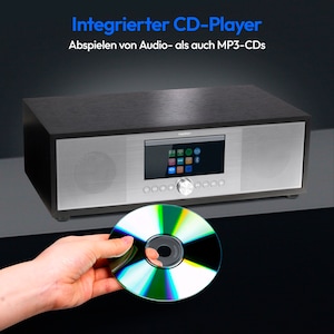 MEDION® LIFE P66400 All-in-One Audio System silber, LCD-Display 7,1 (2.8''), Internet/DAB+/PLL-UKW Radio, CD/MP3-Player, Bluetooth®, WLAN, RDS, 2.1 Soundsystem, 2 x 20 W + 40 W RMS