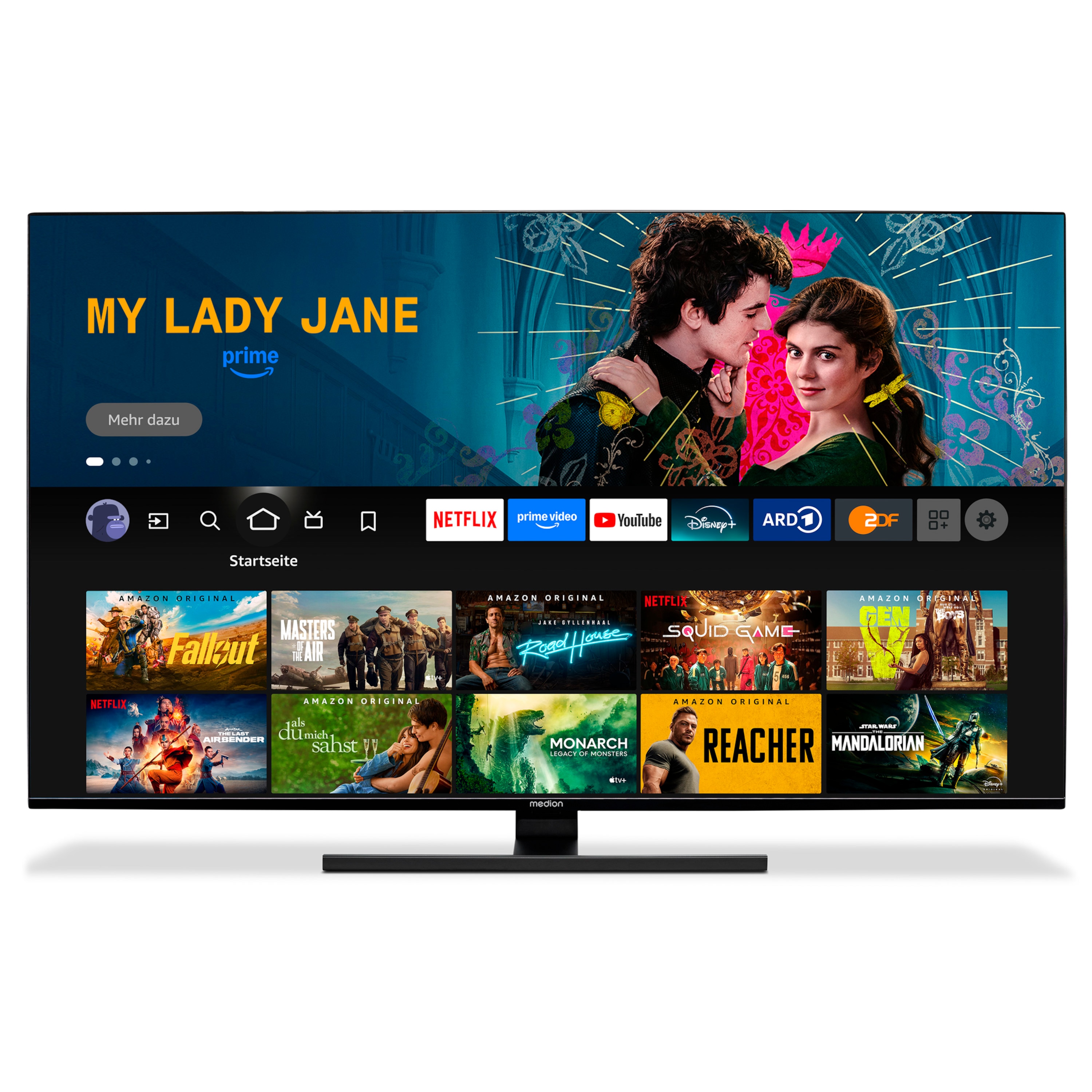MEDION® LIFE® X16532 (MD 31413) QLED Fire TV, 163,9 cm (65'') Ultra HD Display, HDR, Dolby Vision®, Micro Dimming, MEMC, Netflix, Amazon Prime Video, Bluetooth®, DTS HD, DTS Virtual X, Dolby Atmos®, HD Triple Tuner, CI+