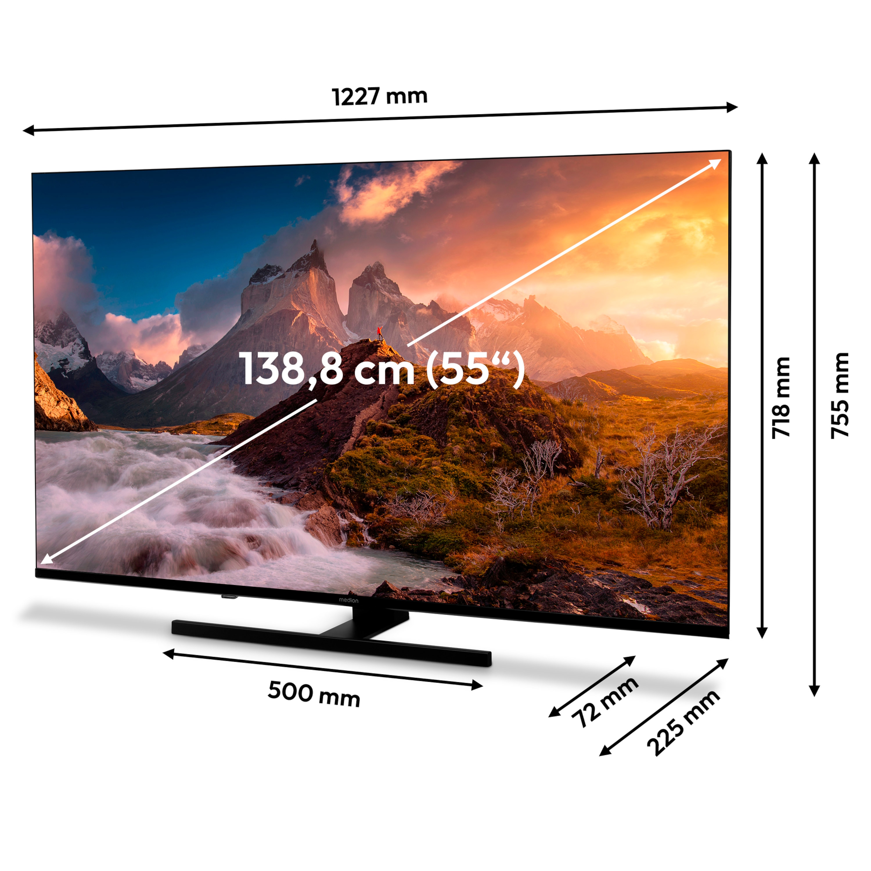MEDION® LIFE® X8552506 (MD 855800) QLED Fire TV, 138,8 cm (55'') Ultra HD Display, HDR, Dolby Vision®, MEMC, Netflix, Amazon Prime Video, Bluetooth®, DTS X, DTS Virtual X, Dolby Atmos®, HD Triple Tuner, CI+ Schnittstelle