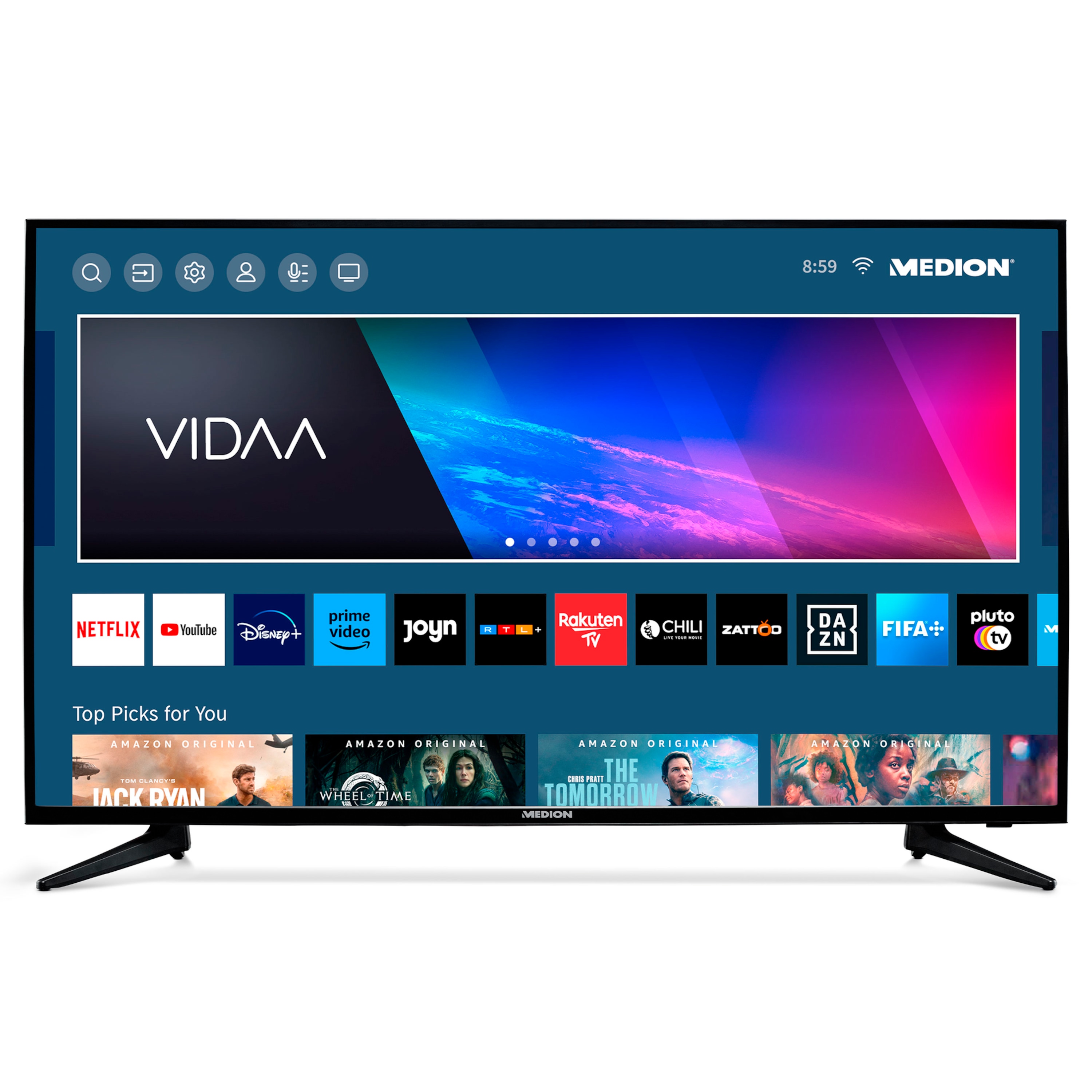 MEDION® LIFE® X15059 (MD 30091) Ultra HD LCD Smart-TV, 125,7 cm (50'') Ultra HD Display, inkl. Wandhalterung Tilt Basic - ARTIKELSET