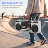 MEDION® LIFE P66538 Retro-Boombox silber, DAB+/PLL-UKW Radio, Bluetooth® 5.3 für das Abspielen von Smartphone & Co, CD-Player, Kassettendeck, X-Bass Funktion, 2 x 10 W RMS