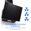 MEDION® Kopffreie Glas-Dunstabzugshaube MD 37774, Breite 60cm, LED-Beleuchtung, 3 Geschwindigkeitsstufen, Steuerung per Touch oder mit Gesten