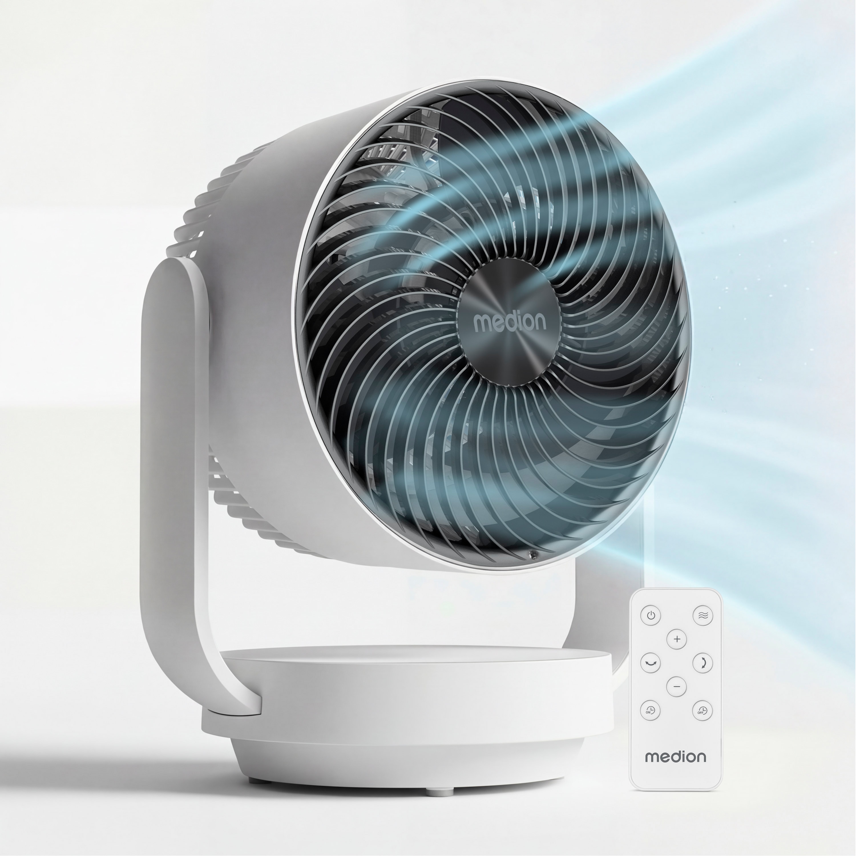 MEDION® LIFE P20 DF Tischventilator (MD 100141), 7 Geschwindigkeitsstufen, 28 Watt Leistung, zuschaltbare Schwenkfunktion, inkl. magnetischer Fernbedienung