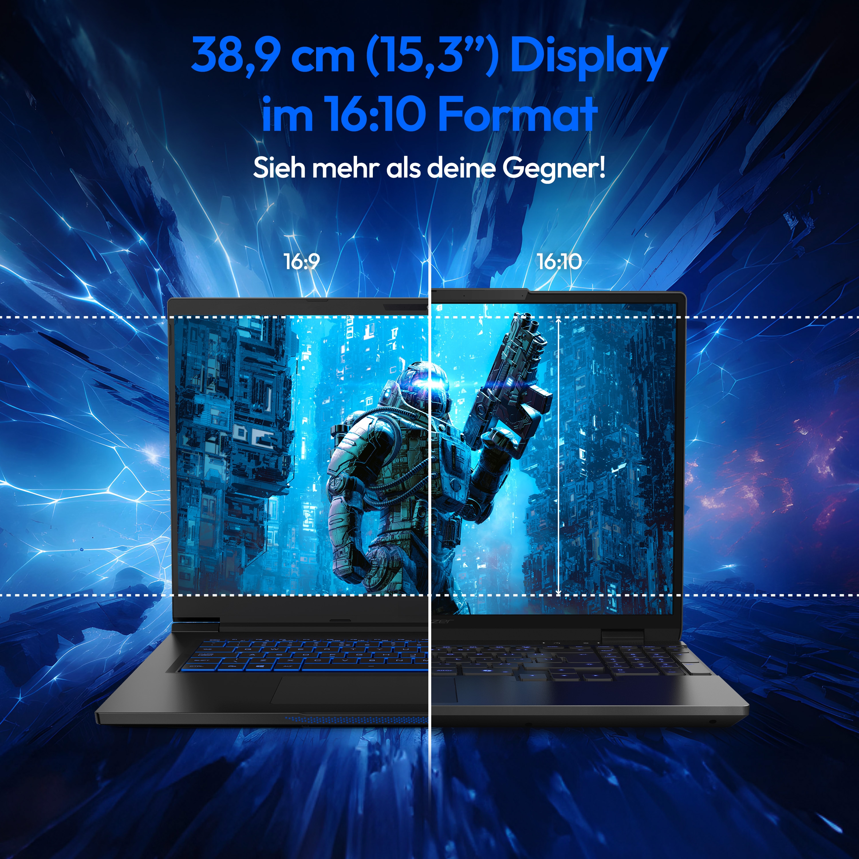 MEDION® ERAZER Major 15 X1 High-End Gaming Laptop, Intel® Core™ i9-14900HX, Windows 11 Home, 38,9 cm (15,3”) QHD+ Display 100% sRGB mit 240 Hz, RTX 4070, 1 TB PCIe SSD, 16 GB RAM