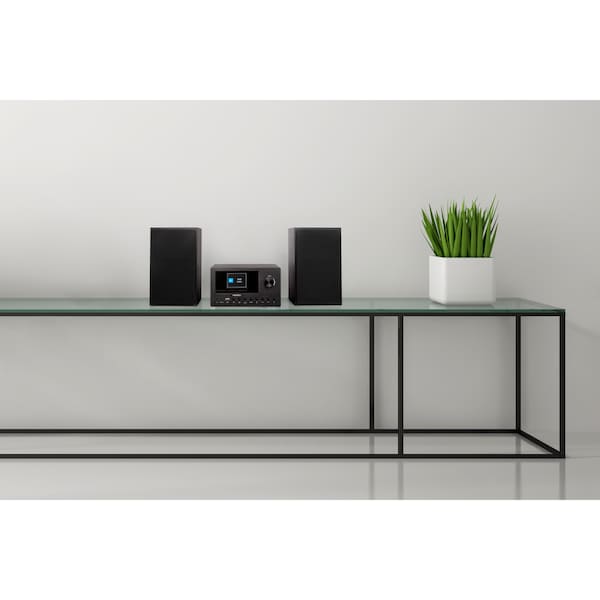 MEDION® LIFE P85003 Micro-Audio-System schwarz, Internet/DAB+/PLL-UKW Stereo-Radio mit je 40 Senderspeichern, 2,8'' TFT-Farbdisplay, Bluetooth® 5.0, CD-Player, WLAN, USB, 2 x 15 RMS