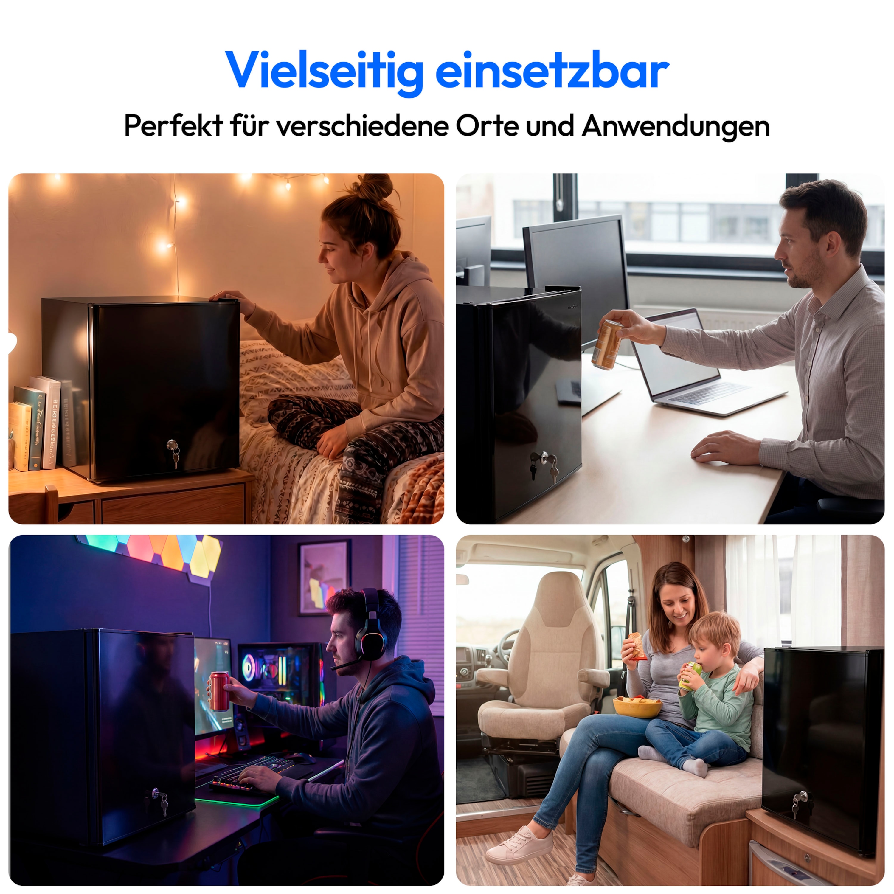 MEDION® LIFE Mini-Kühlschrank mit Eisfach und Schloss MD370001, 42 L Gesamtnutzinhalt (Kühlteil 37 L & Eisfach 5 L), wechselbarer Türanschlag, Schloss, geringer Geräuschpegel
