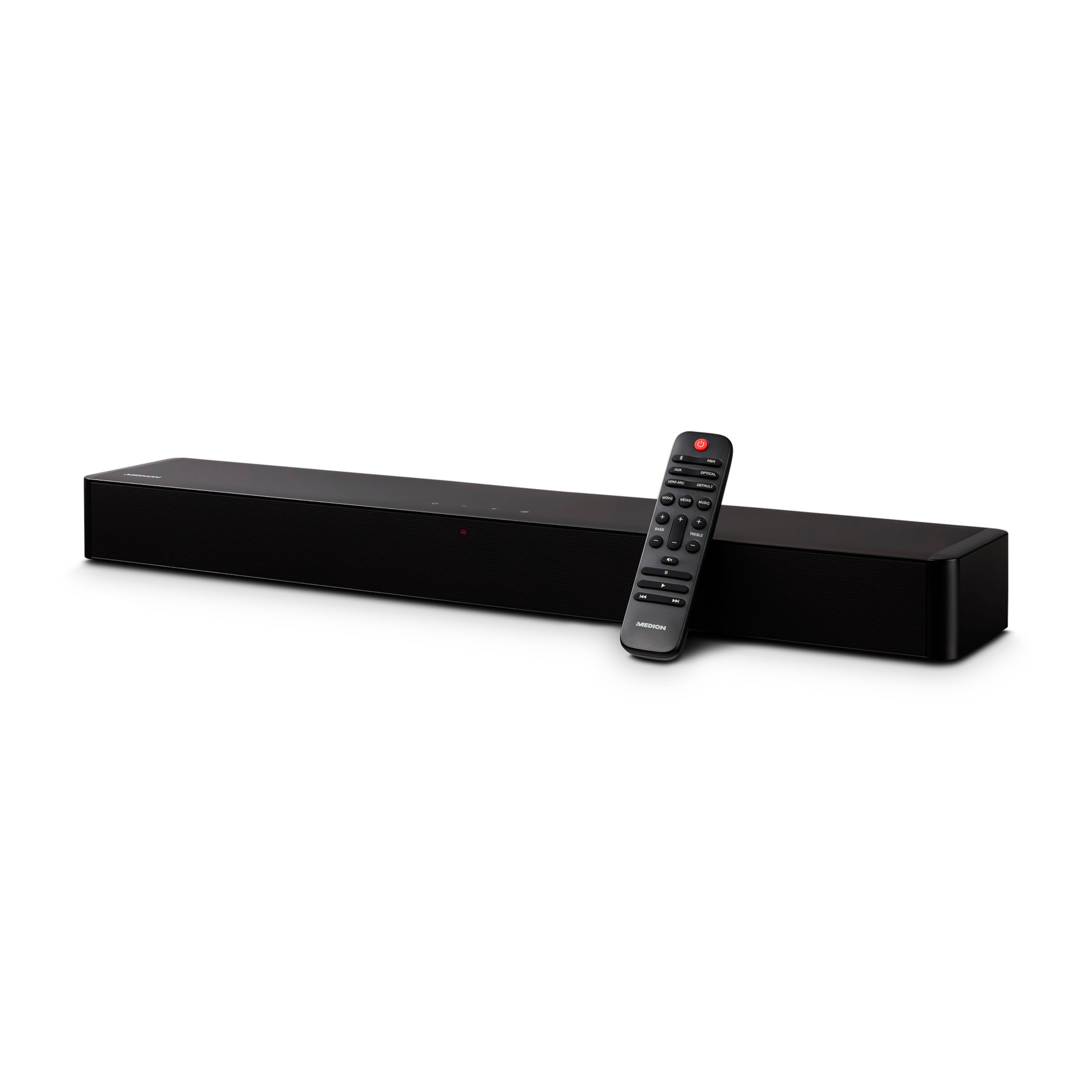 MEDION® LIFE® P61155 2.0 Soundbar, ideale Ergänzung zum TV bzw. Heimkino, kabellose Musikübertragung von Smartphone & Co via Bluetooth® 5.1, kompakte Soundbar mit Touch- & Fernbedienung