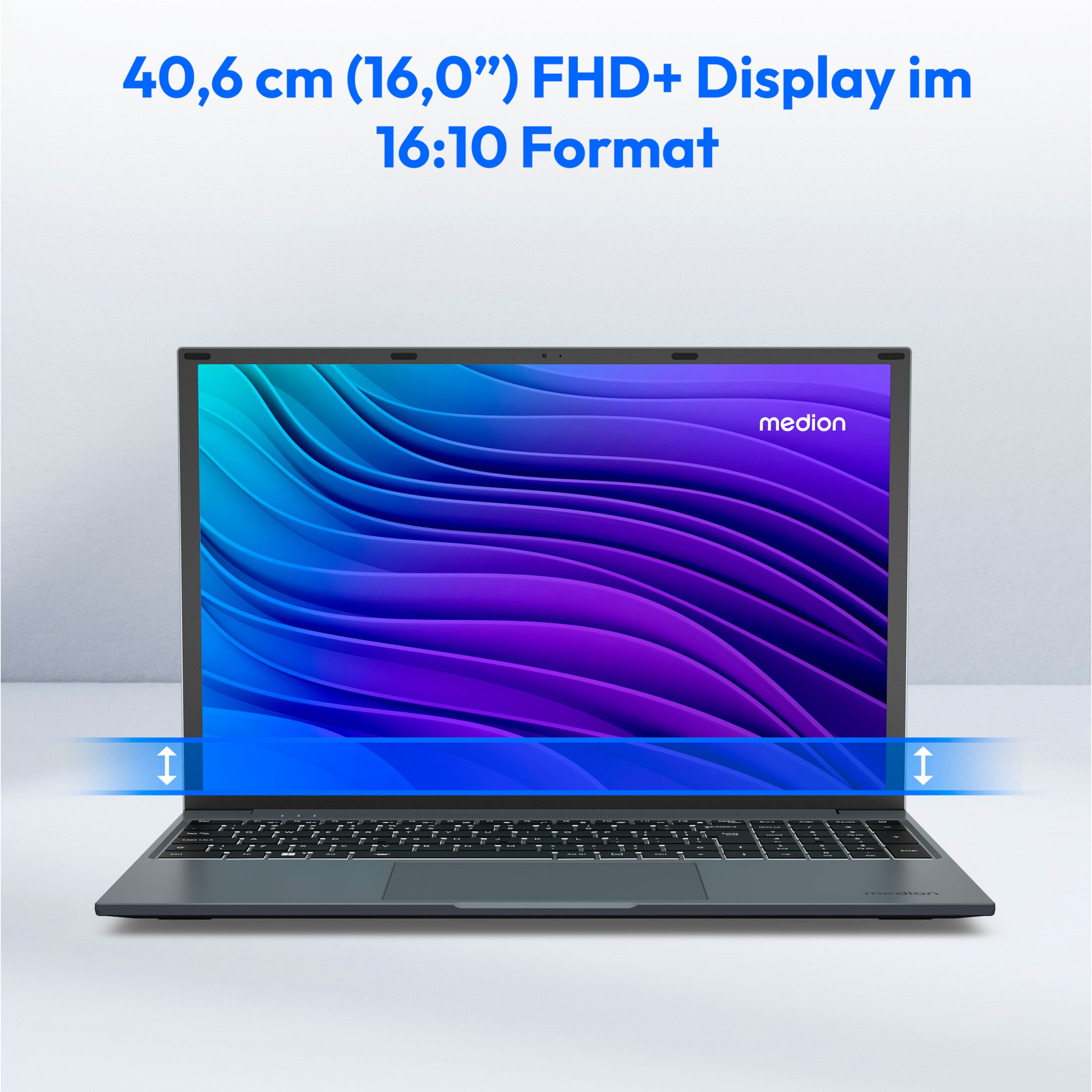 MEDION E16433, Intel® Core™ i5-1235U, Windows&nbsp;11&nbsp;Home, 40,6 cm (16,0'') FHD+ Display, Intel® Iris® Xe Grafik, 1 TB SSD, 16 GB RAM, Laptop