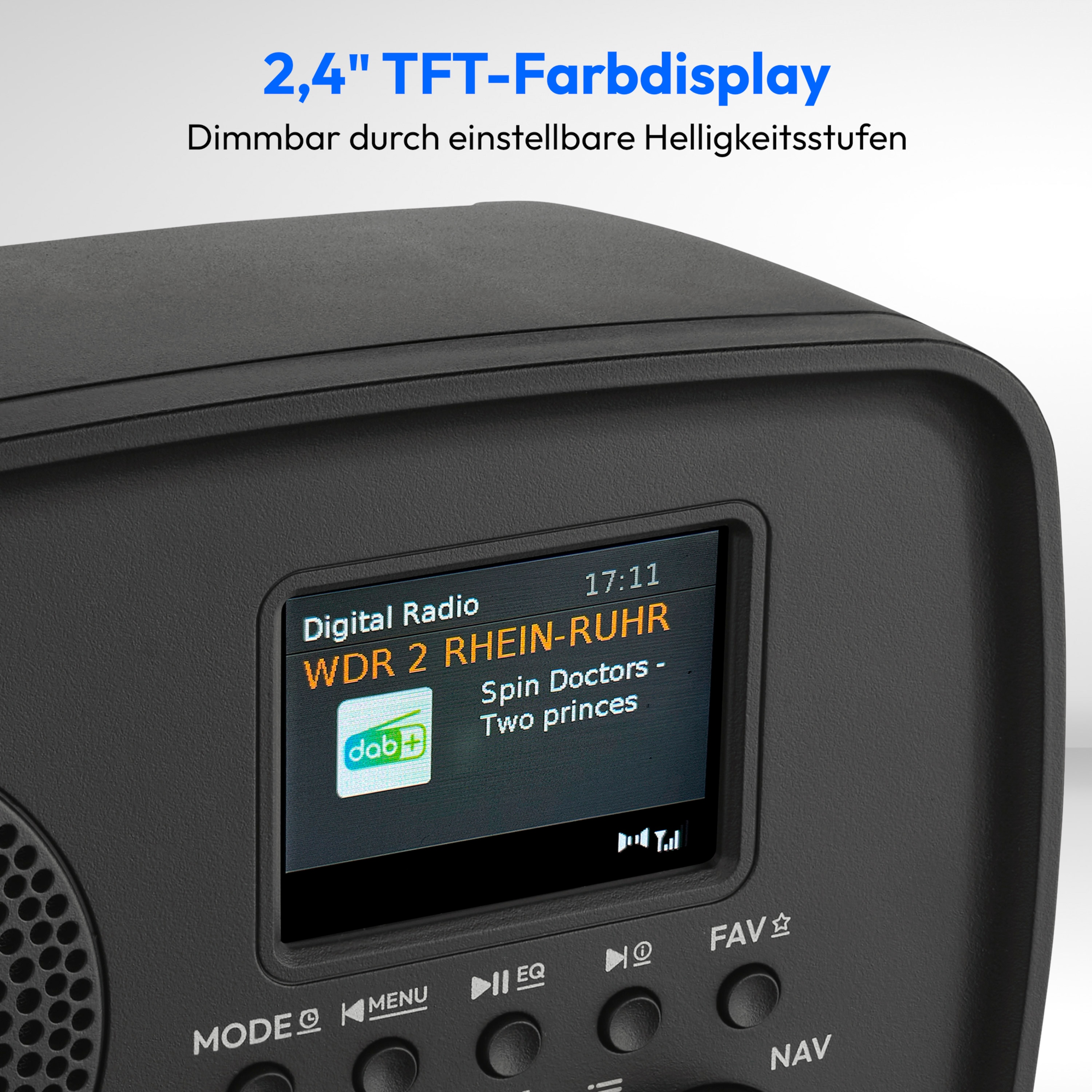 MEDION® LIFE DAB+ Radio DRE-1 (MD89288), Bluetooth® 5.3 wireless technology, ASA-Notfallwarnsystem, 2,4" (6,1 cm) TFT-Farbdisplay, 5 W RMS