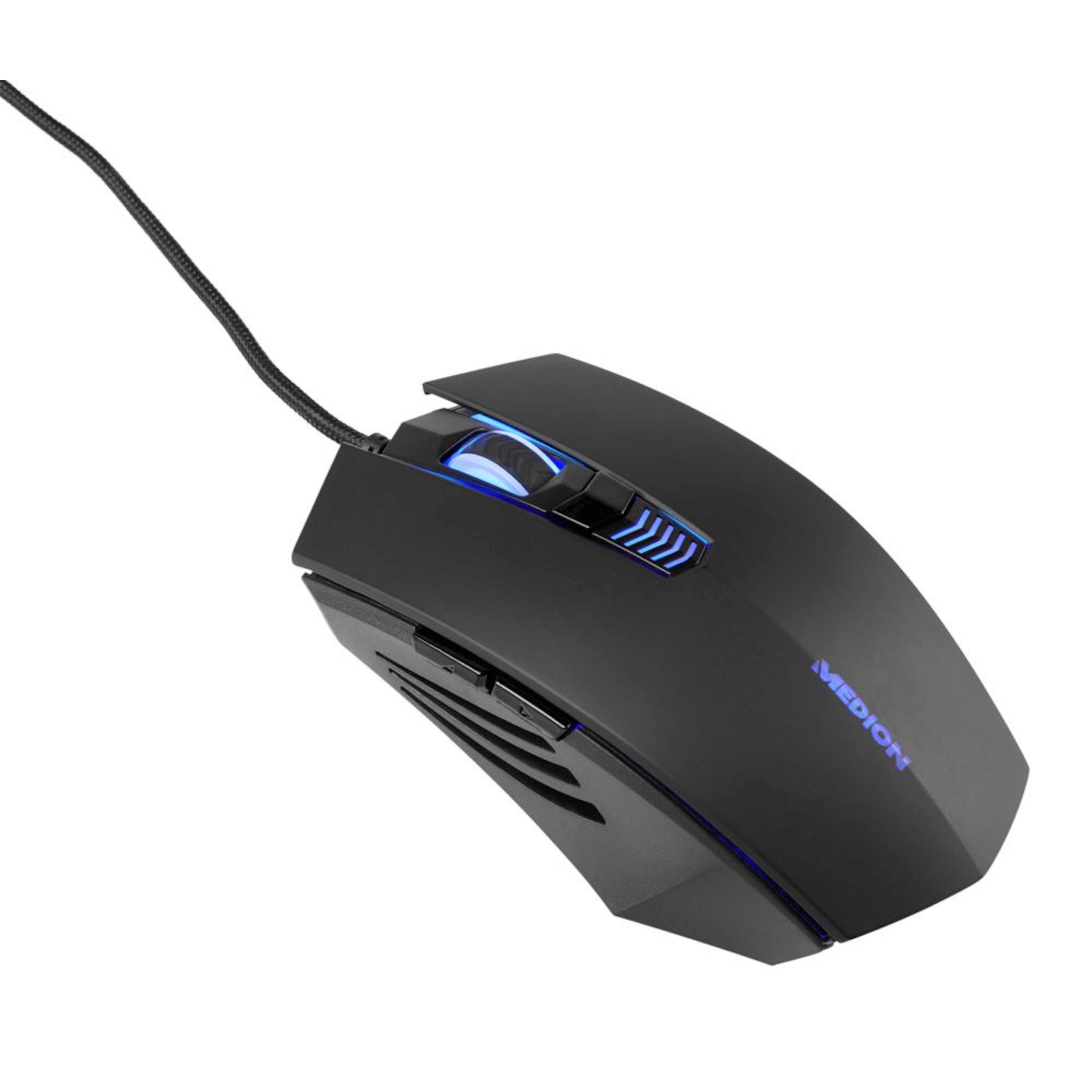 MEDION® E81091 6-Tasten Maus, mit LED-Beleuchtung, optische Auflösung bis zu 2.400 dpi, vergoldeter USB-Stecker