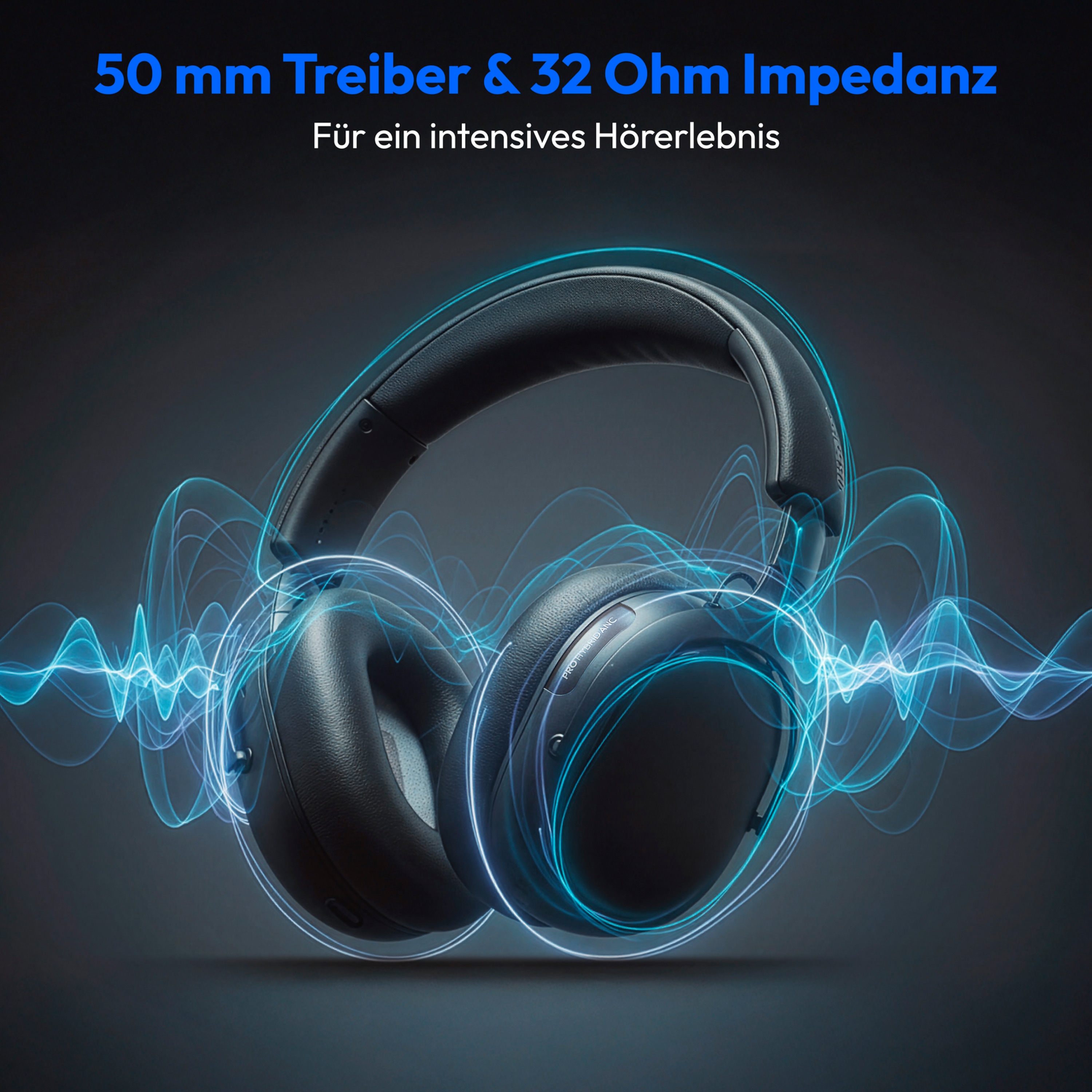 MEDION® Over Ear-Kopfhörer LIFE HX-1 Pro anthrazit, bis zu 190 Stunden Akkulaufzeit, Hybrid Active Noise Cancelling, 7 EQ-Presets + 1 App-Preset, Bluetooth® 6.0 wireless technology, IPX4 Spritzwasserschutz